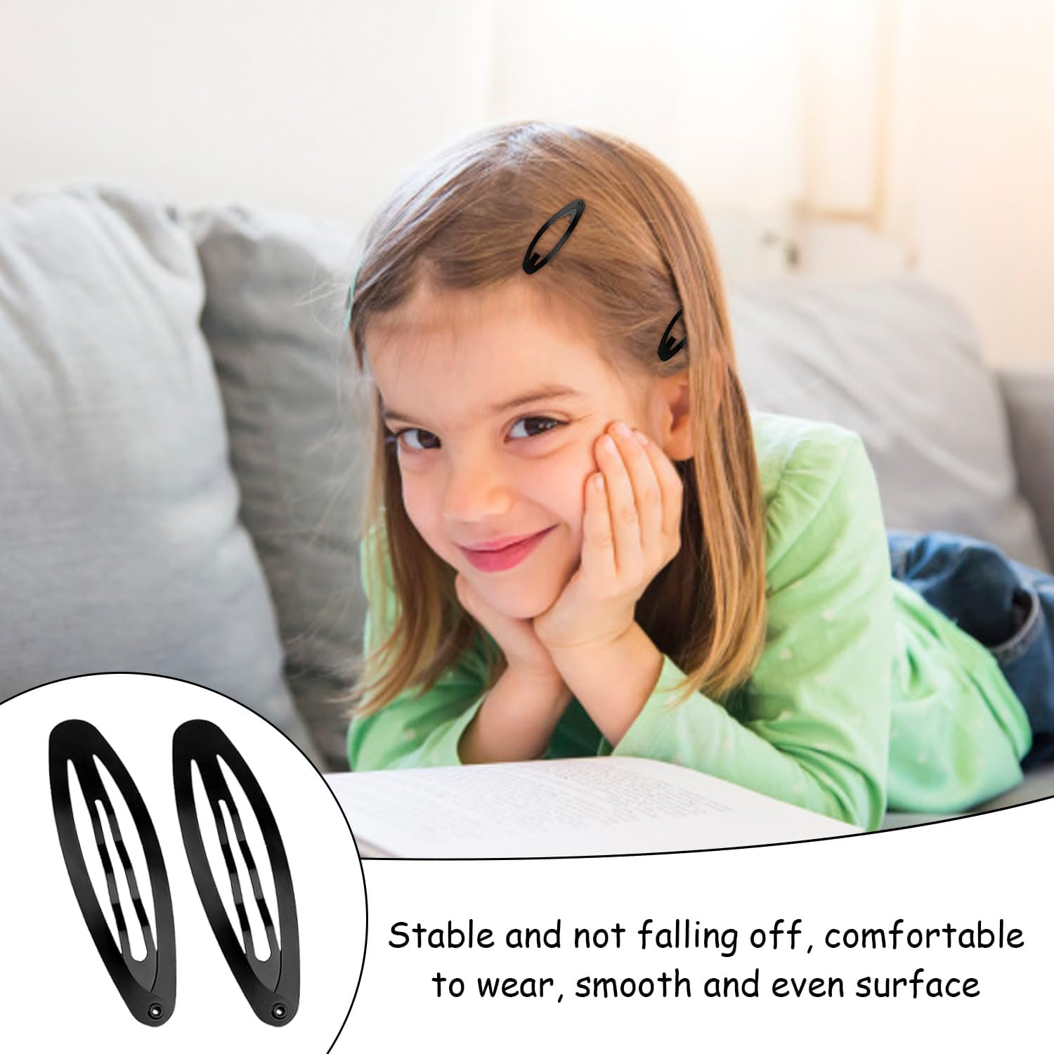 10 Piece Water Drop Hair Clips and 10 Pieces Square Hair Clips, Press Hair Clips, Metal Hair Clips, Bang Hair Clips, Hair Clips, Black Hair Clips image number 2