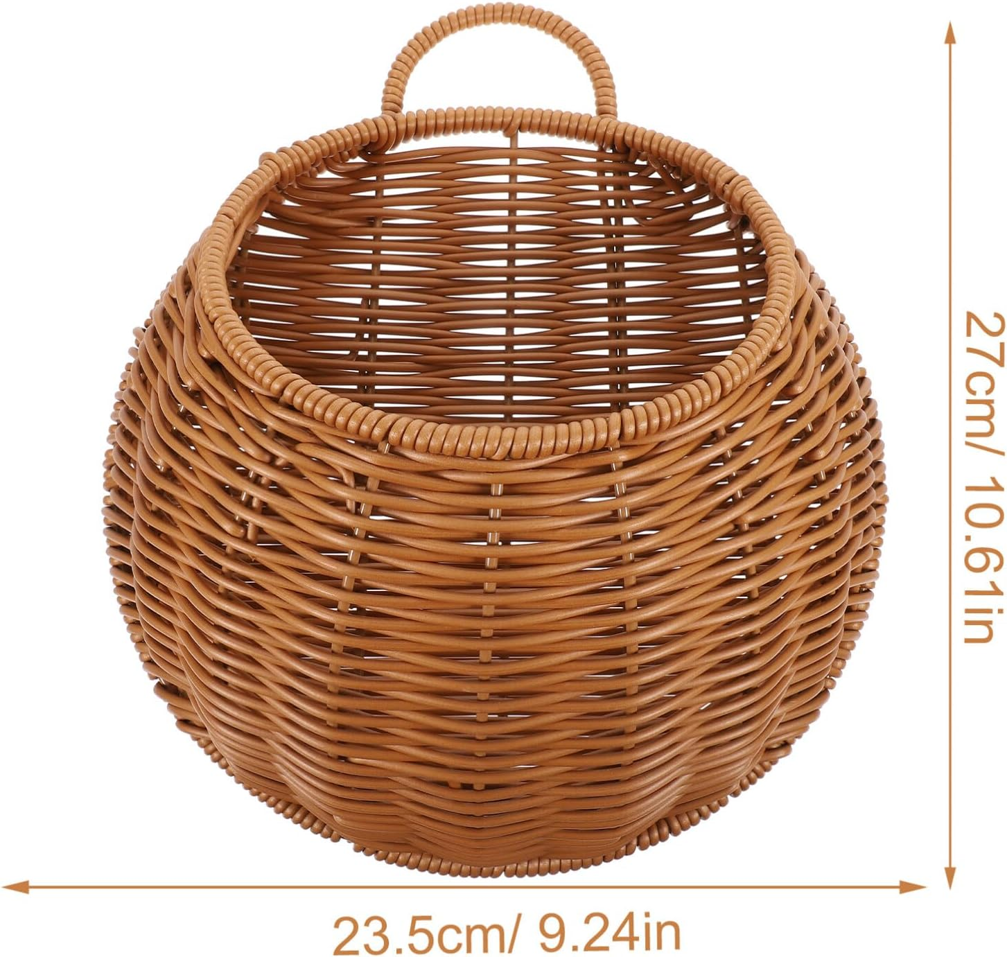 Alipis Woven Basket Hanging Storage Basket Half round Flower Basket Wall Hanging Flower Pot Fruit Vegetable Rattan Box Railing Planter image number 1