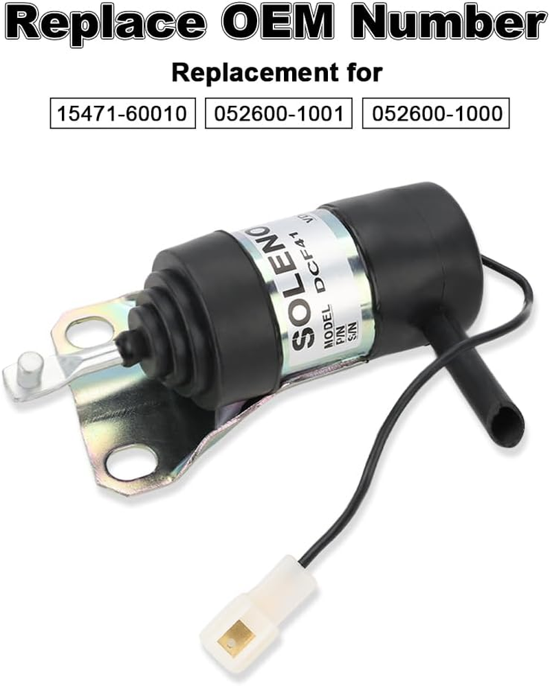 WMPHE Fuel Shut off Solenoid Compatible with Kubota B1250 B1750 L2250 L2650 L3010 L35 M4030 M4900 Replacement for 15471-60010 052600-1001 052600-1000 image number 6