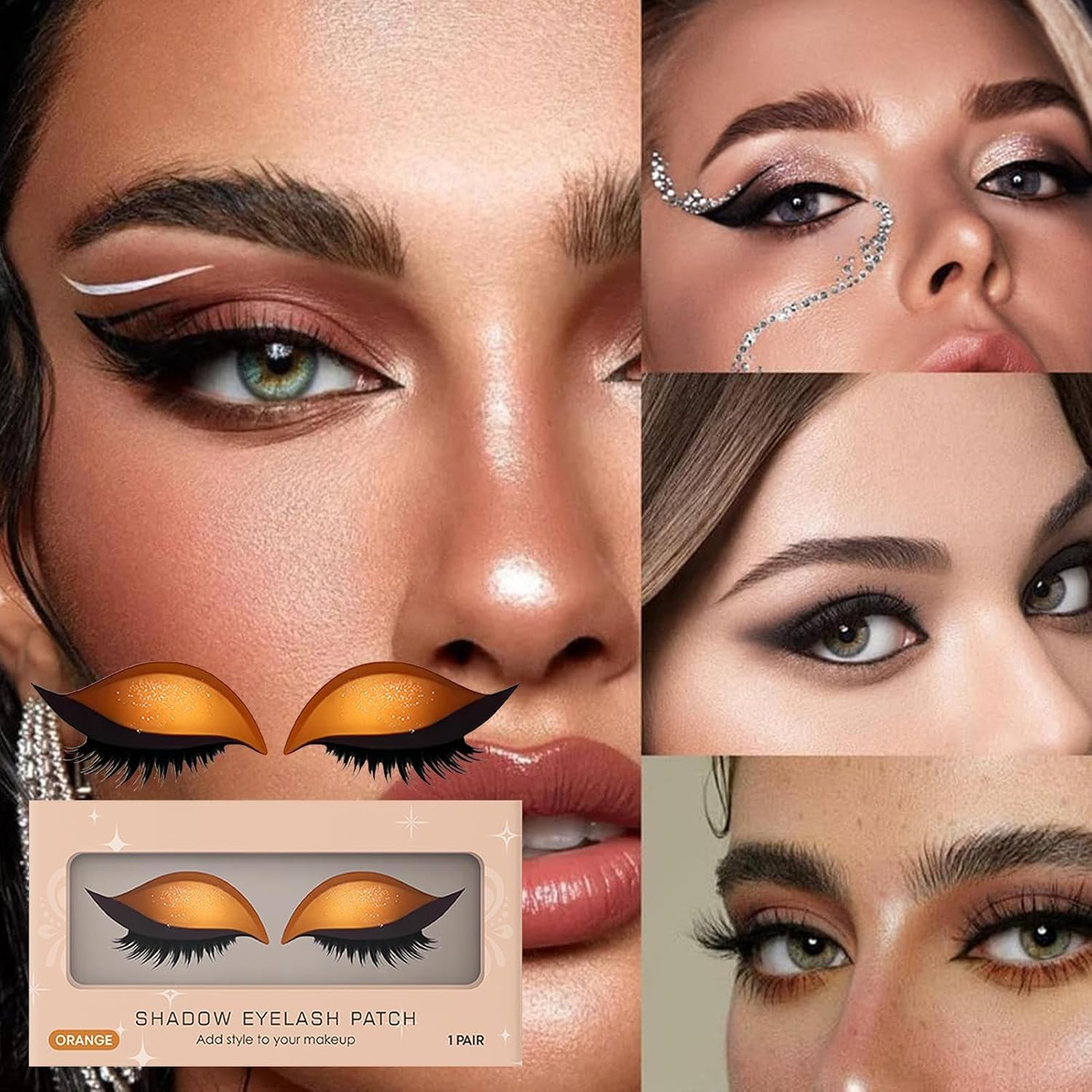 Gupcaqosjw Eyelash Shadow Patch,Reusable Eye Makeup Stickers - Waterproof Eyeshadow Eyelash Patch for Women Festival Travel Wedding Cosplay Night Out Stage Halloween Photoshoot - Gray image number 4