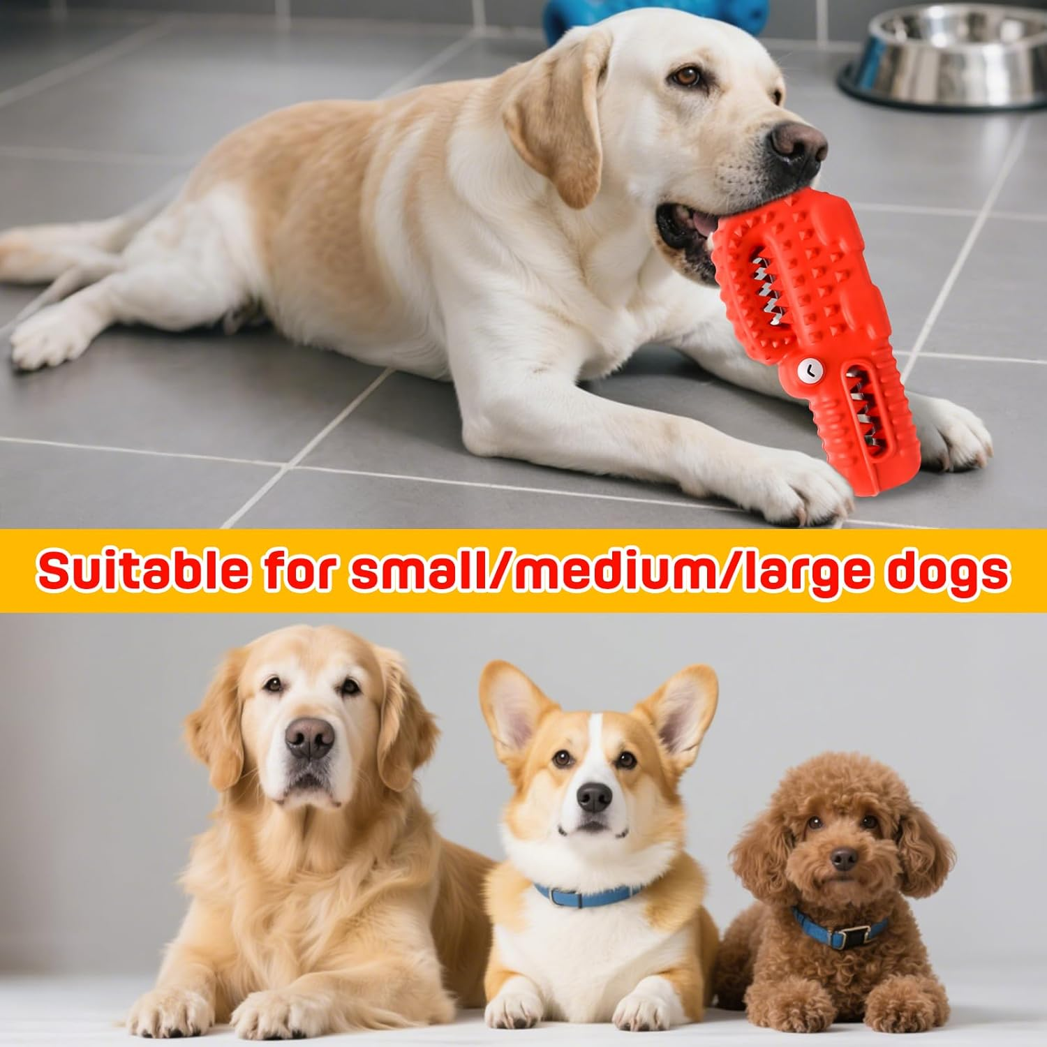 Super Tough Alligator Squeaky Chew Toys for Aggressive Chewers | Durable Rubber Dog Toys for Large Medium Small Dogs | Teeth Cleaning Chew Toy-Indestructible Dog Toy image number 3