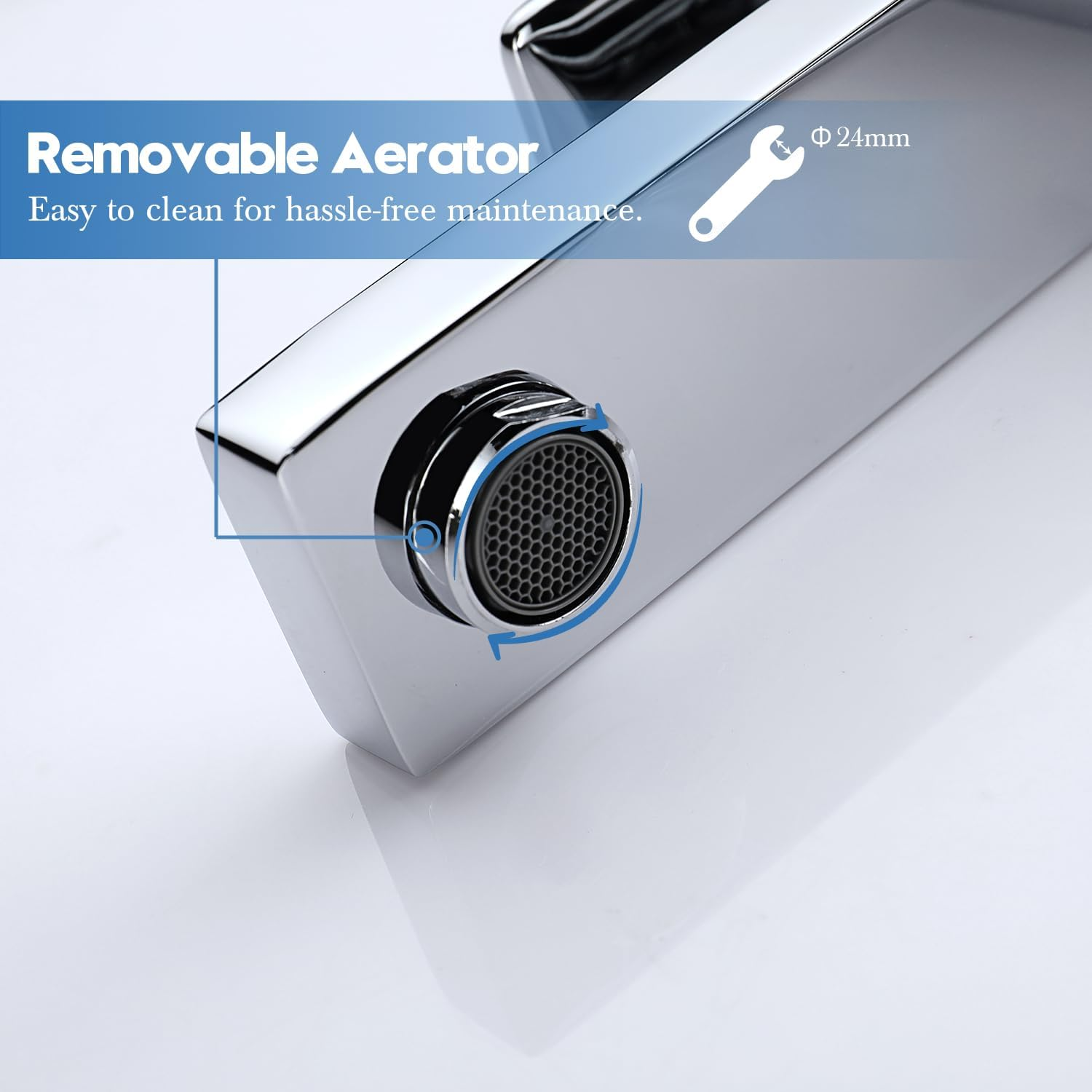 Decaura Basin Mixer Tap Lead-Free Bathroom Sink Tap Vanity Counter Top Faucet (Chrome, Spout Height-130Mm) image number 5