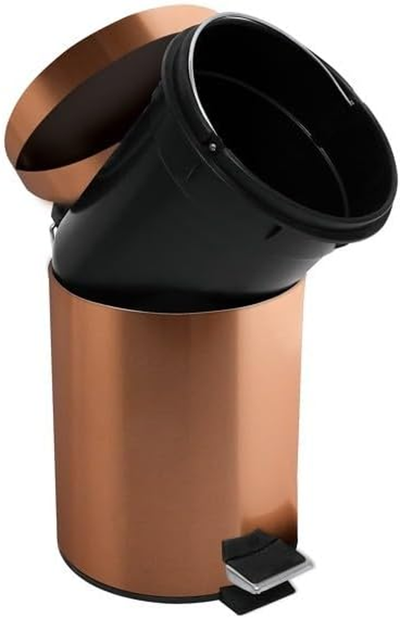 MSV Hans Cosmetic Bin Pedal Bin 3 Litres with Removable Inner Bucket Copper image number 4