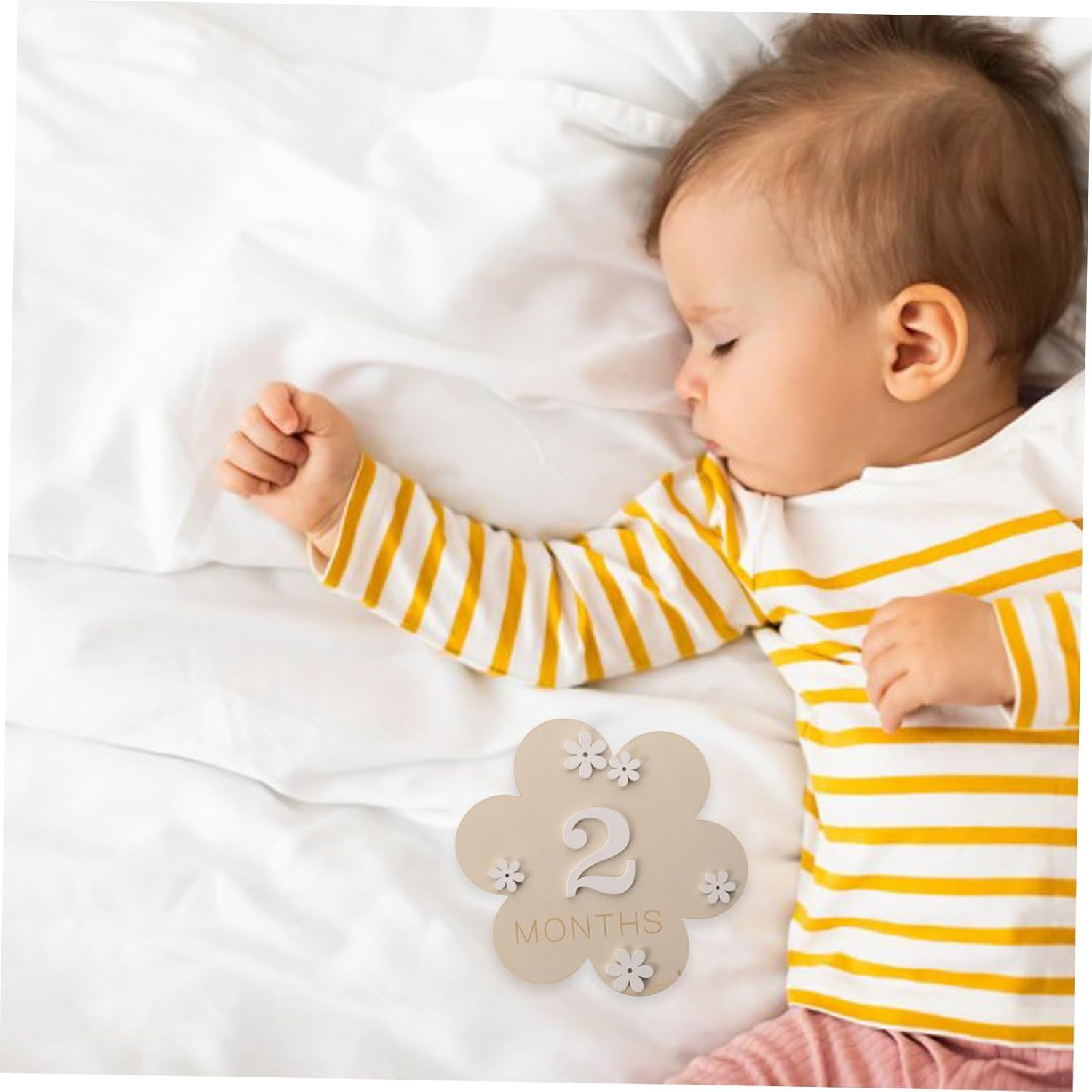 2Pcs Milestone Toys Wood Flowers Newborn Announcement Sign for Birthday Milestone Cards Photo Prop Girl Gifts image number 4