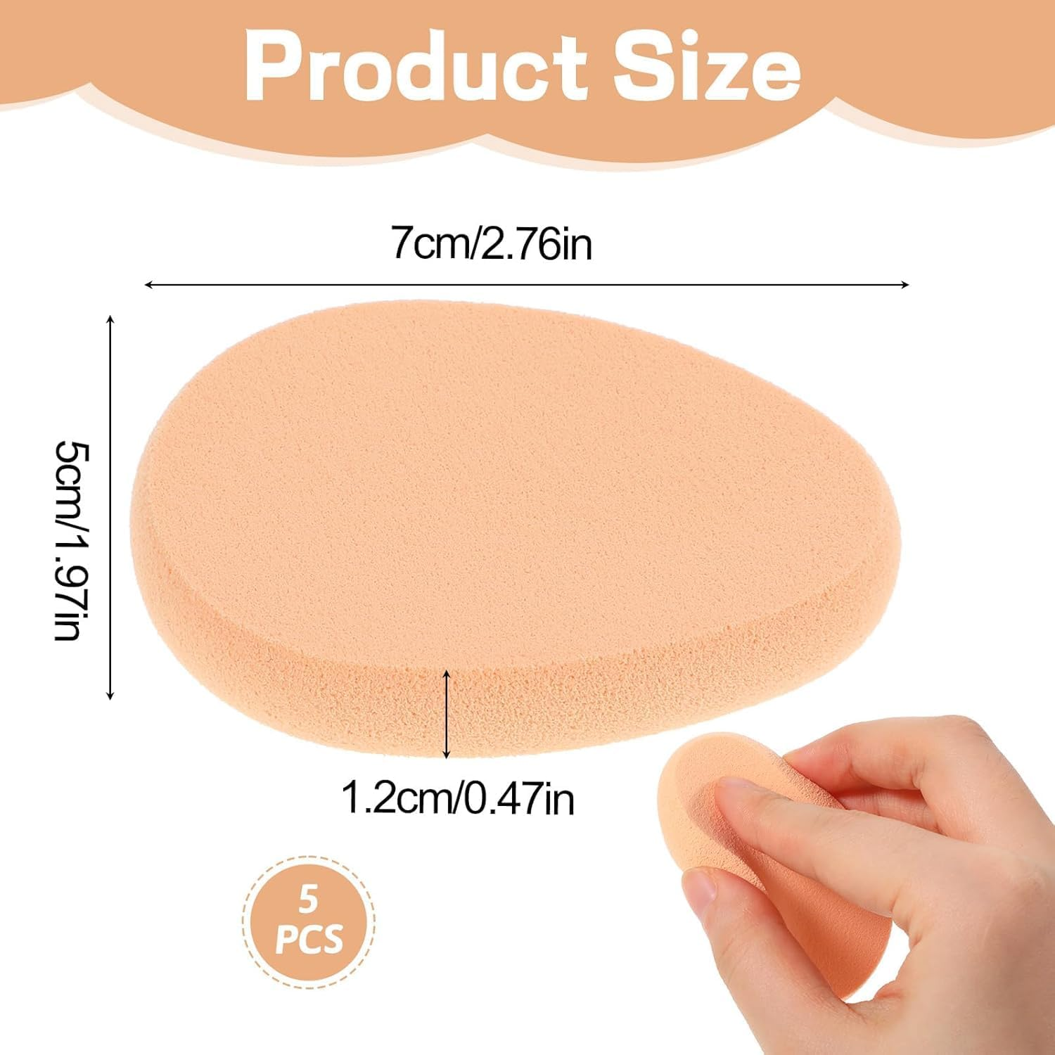 5 PCS Flat Makeup Sponges for Foundation, Smooth Foundation Sponge, Beige Cushion Foundation Puff, Beauty Blender Make up Sponges for Professional Makeup image number 5