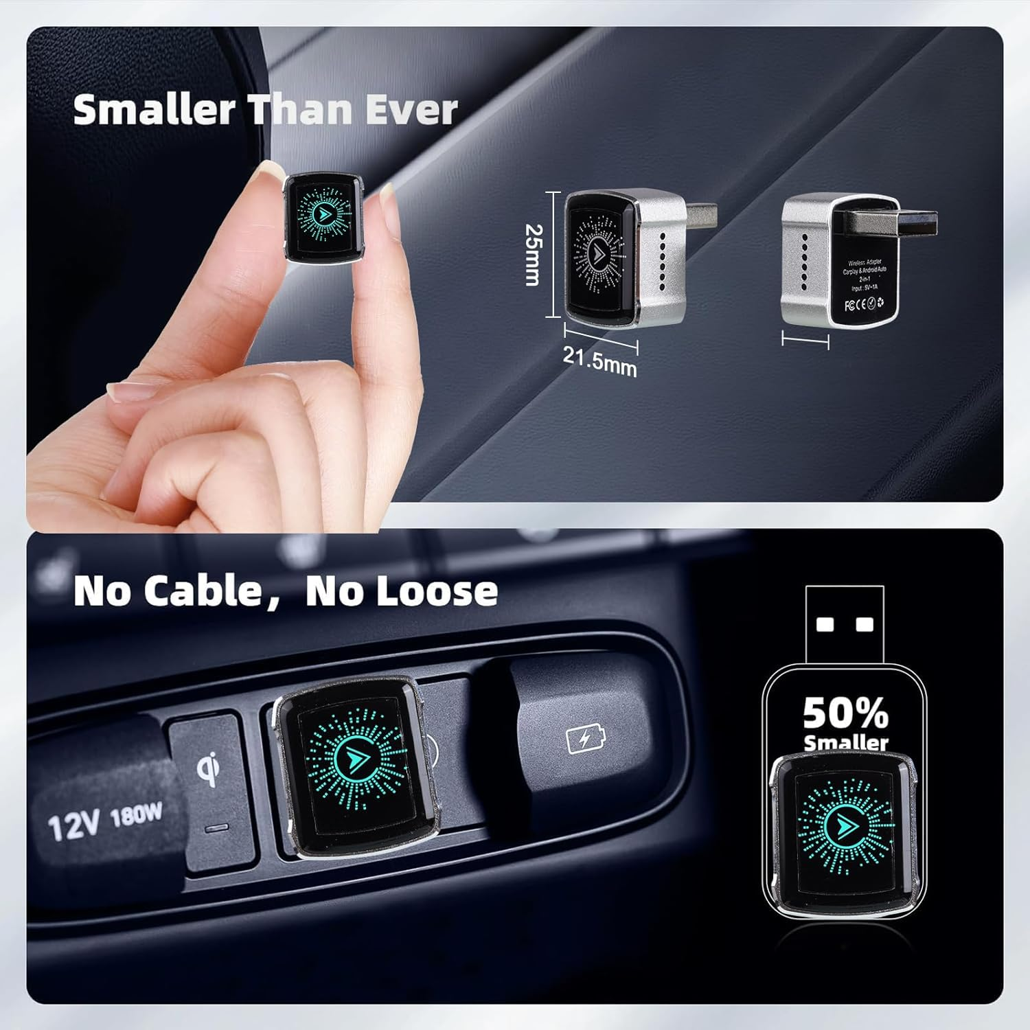 Wireless Carplay Adapter 2025 Upgrade Wired to Wireless,Mini USB Design for Cars with Colorful Ambient Lights &Built-In Wired Apple Carplay,Plug&Play Dongle for Iphone Ios 10+/ Android 11+/ Cars 2016+ image number 6