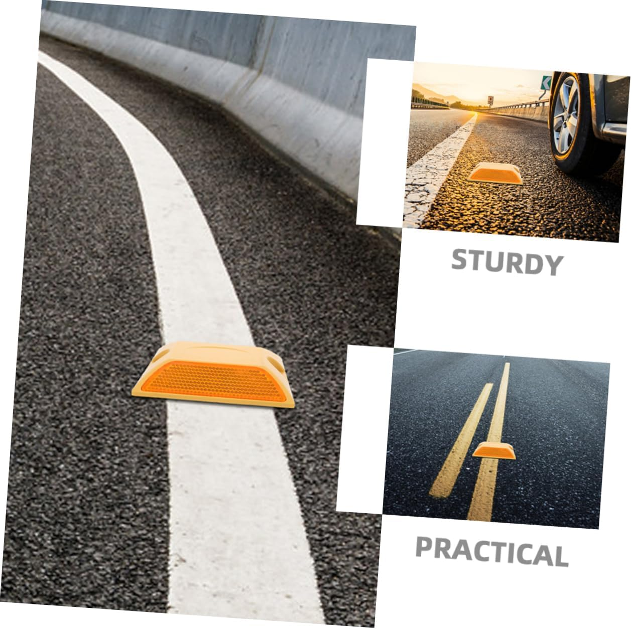 4Pcs Reflective Plastic Road Studs Reflective Trail Markers Pavement Markers for Driveway Safety Double-Sided Highway Reflectors image number 3