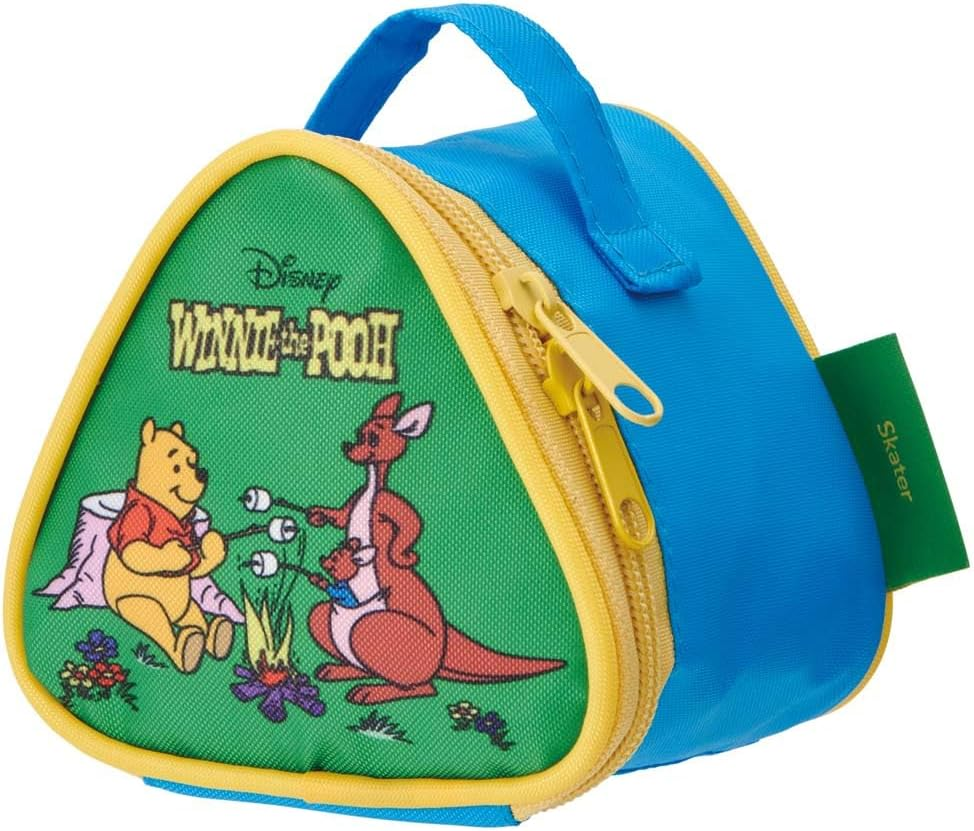 SKATER Insulated Rice Ball Lunch Bag - 2 Pieces Rice Ball Pouch - Disney Retro Pooh - Yellow