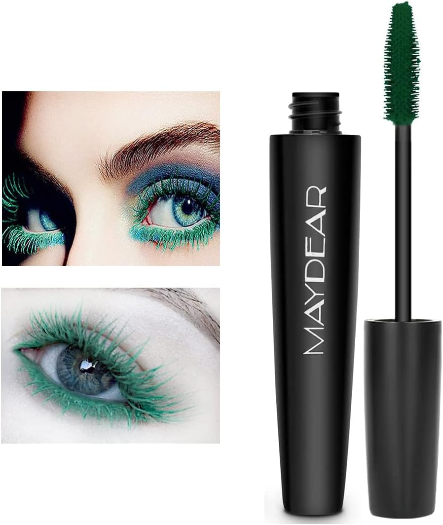 Maydear Dark Green Waterproof Mascara for Eyelashes - Long Lasting Smudgeproof Color for Women'S Eye Makeup, Party and Stage Use - Blue image number 2