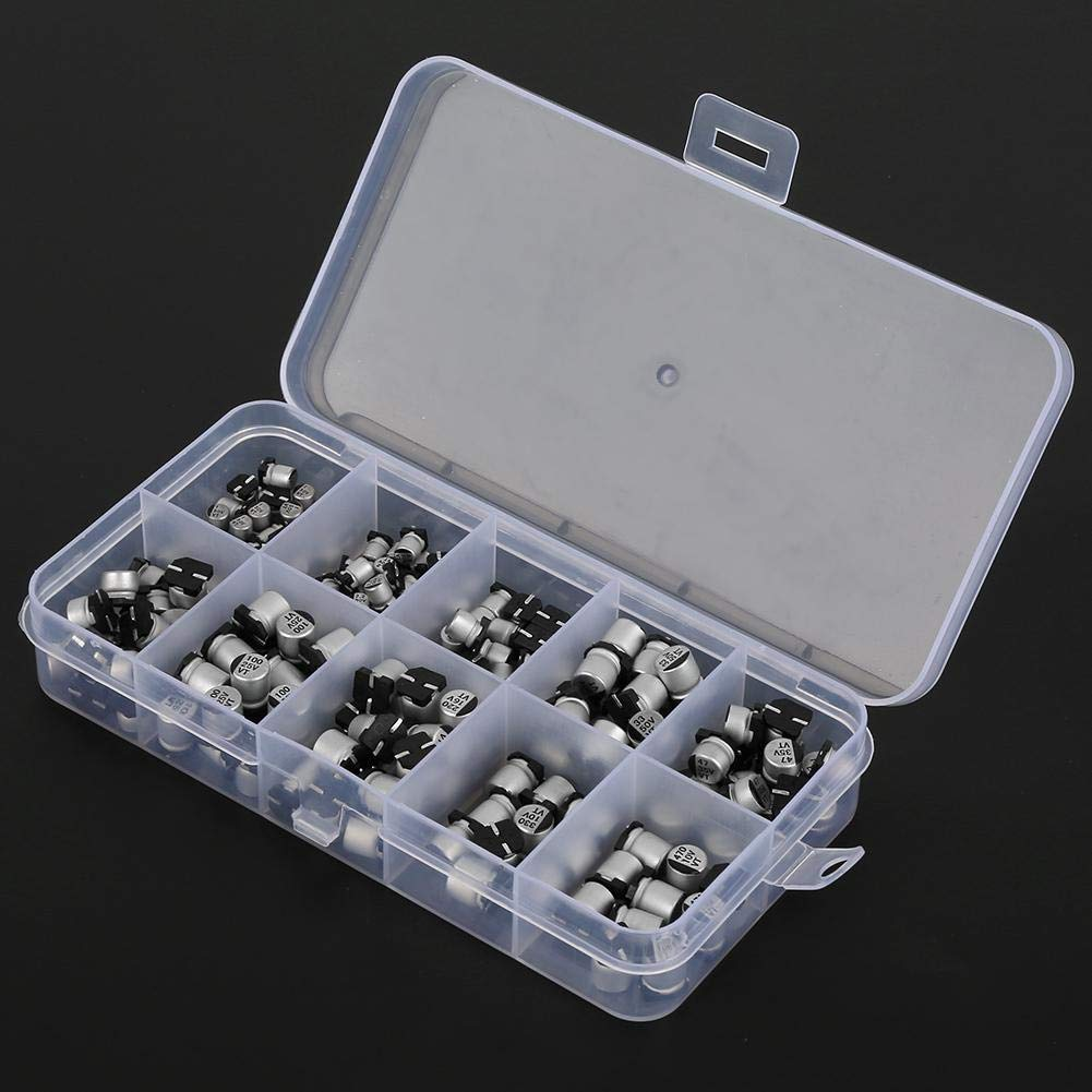 Fasient 200PCS 10 Values SMD round Surface Mount Capacitor Set 1Uf~470Uf 10-50V Integrated Circuits Application image number 2
