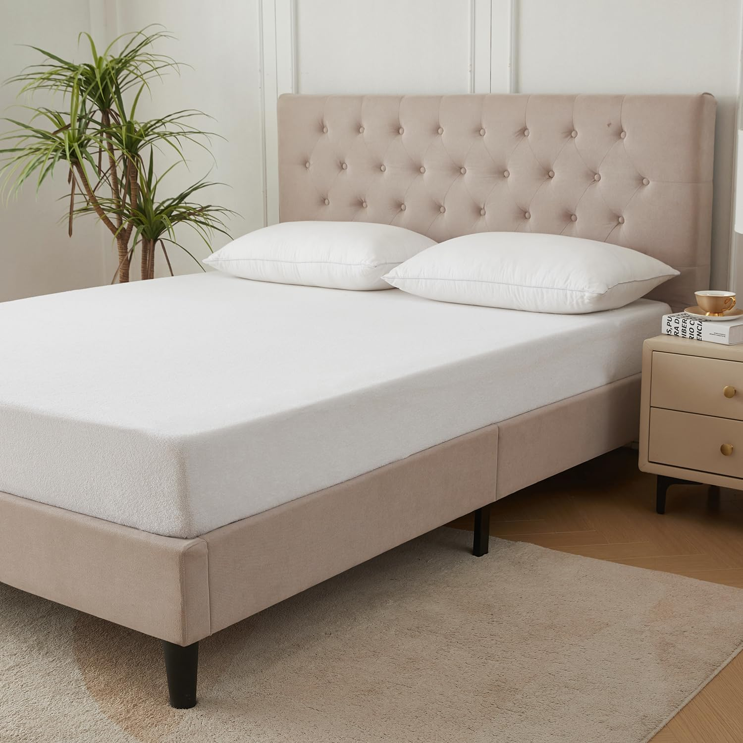 Lakora Single Size 100% Waterproof Mattress Protector,Terry Towelling Cover Soft Noiseless with 40Cm Deep Pocket Breathable Mattress Cover image number 5