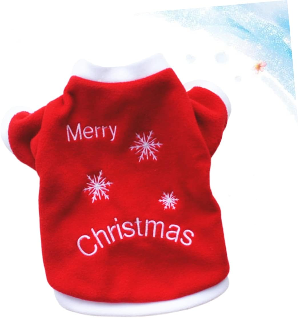 NOLITOY Christmas Dog Clothes Snowflake Winter Coat Warm Fleece Outfit for Pet image number 3