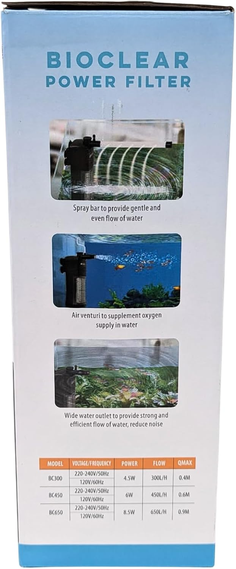 Aqua Care Aquarium Bio Clear Filter BC300, Flow Rate 300L/H - Four Layers of Filtration, 1-Year Warranty, Fish Tank Filter, Adjustable Flow, Black image number 2