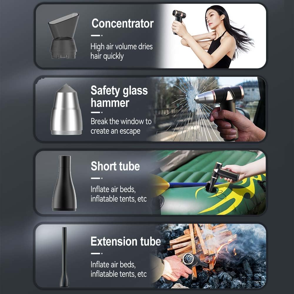 Compressed Air Duster, Powerful 80000RPM Cordless Air Duster, Portable Rechargeable Air Blower, Reusable No Canned Air Dusters, 3-Gear Electric Compressed Air with Light, Keyboard Cleaner for Office