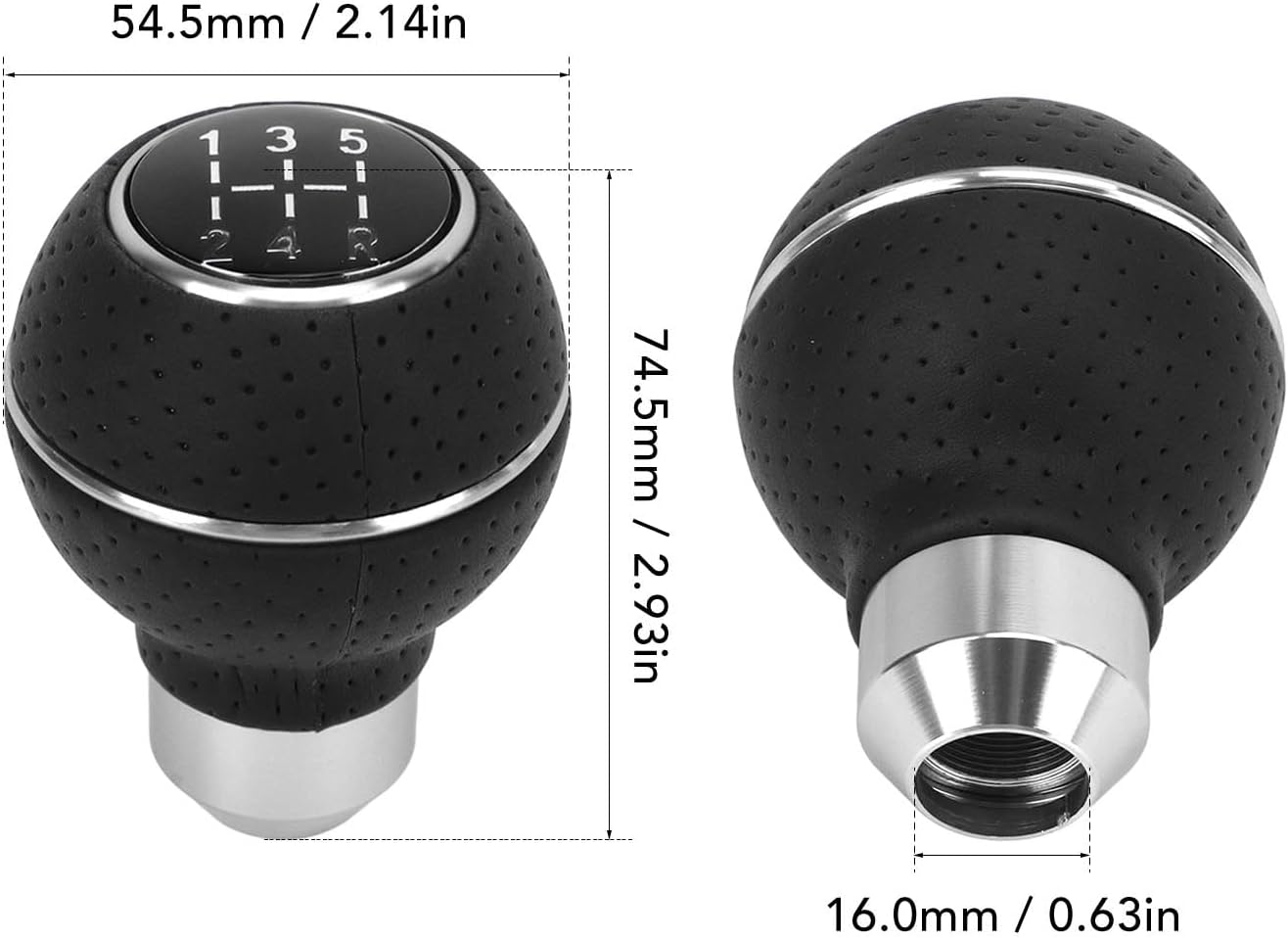 Gear Knob, 5 Speed ​​Decorative Easy to Use Universal Aluminum Alloy Car Shift Knob for Automobile (White) image number 2