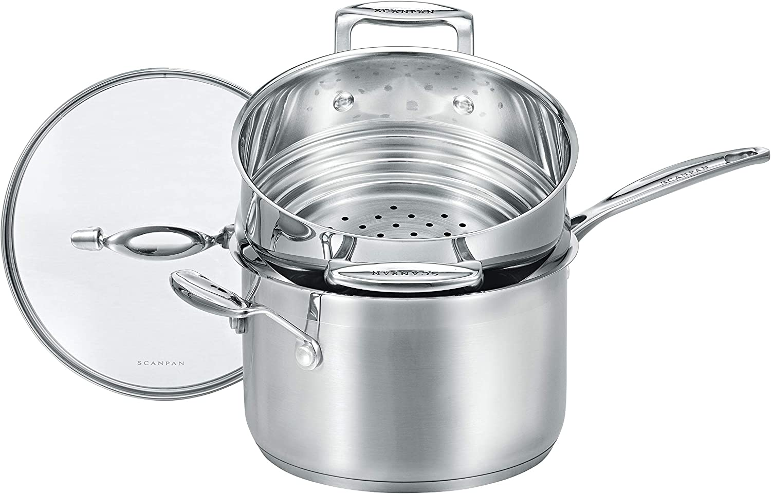 Scanpan Impact Saucepan with Multi Steamer, 20 Cm Silver
