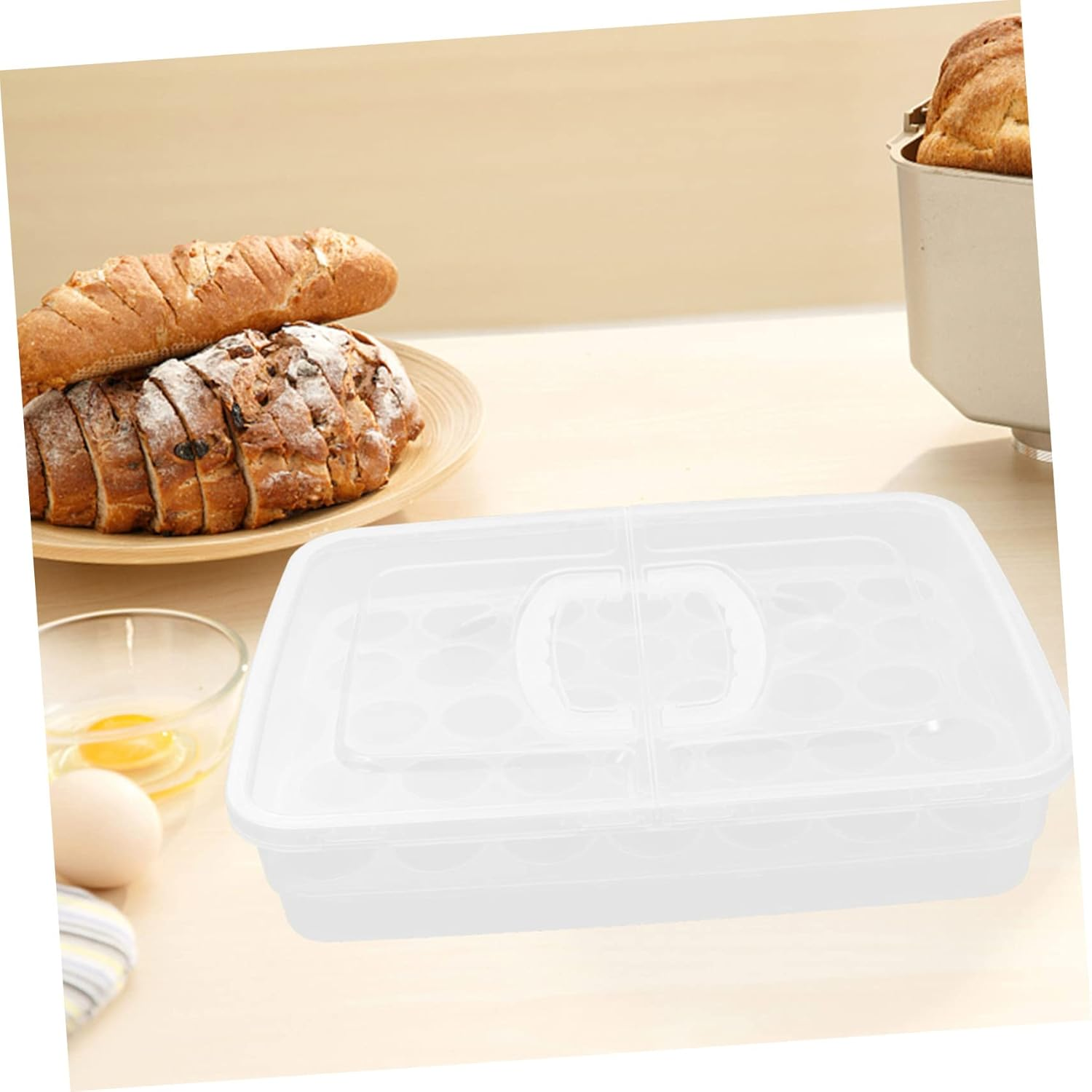 GLEAVI 34-Grid Egg Storage Box with Lid PP Egg Container Space-Saving Anti-Extrusion Refrigerator Holder for Kitchen image number 4