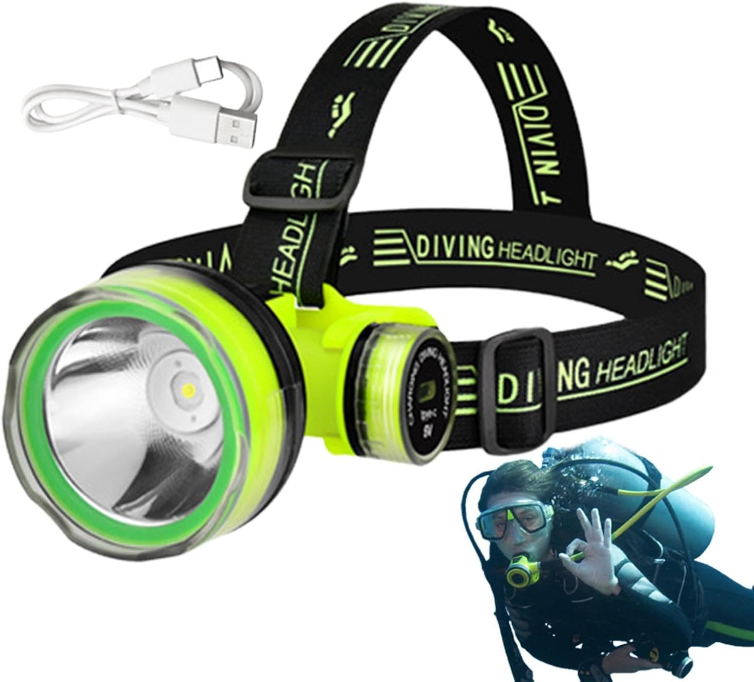 Waterproof LED Head Lamp - Gear Dive Light, Underwater Flashlight Torch | IPX8 USB Rechargeable Lamp, 350M Beam Distance Design, Perfect for Deep Sea Exploration or Night Swimming image number 4