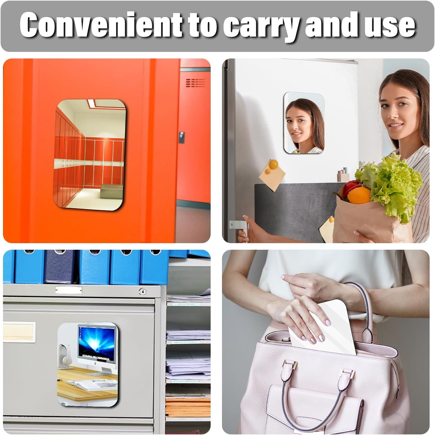 Tooackl Strong Magnetic Locker Mirror, 9X7Inch Super Clear Reflection Small Real Glass Mirror with Fully Magnetic Back for School Locker Refrigerator Office Cabinet. image number 1