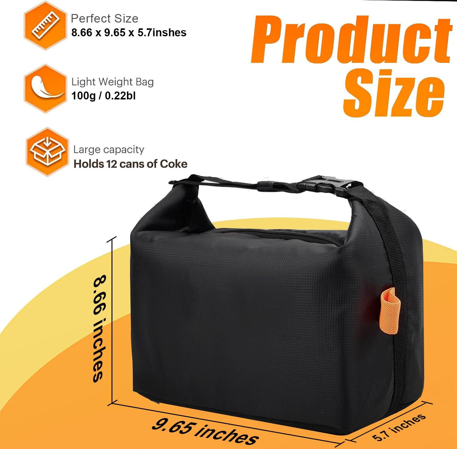 2 Pack Lunch Bag for Women & Men Adult Insulated Lunch Box, Small Leakproof Lunch Tote Bags for Work Picnic Travel (Black) image number 5