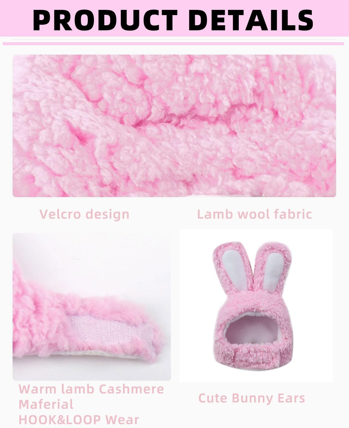Zeayebsr Pack of 2 Cat Hat, Cute Pet Hat, Cat Costume with Rabbit Ears, Bunny Costume for Cats and Puppies, Halloween Easter Cosplay Christmas Party Costume Headwear for Pet image number 3