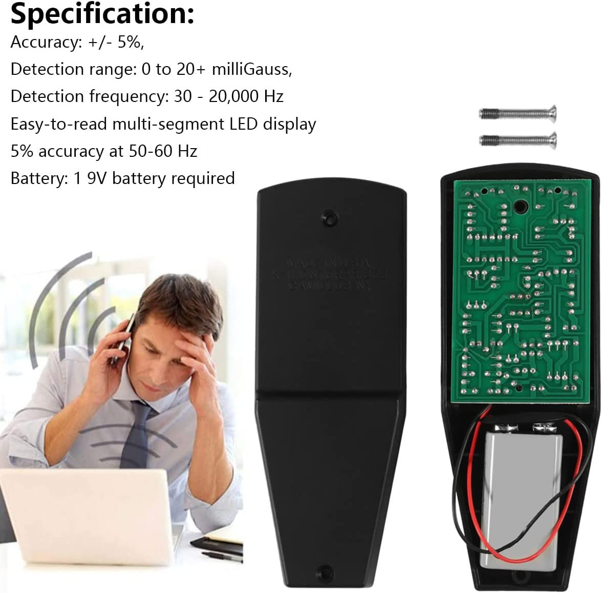 EMF Meter Electric High Accuracy Magnetic Field Detector Portable Battery Powered Magnetic Field Monitor Ghost Hunting Paranormal Equipment Tester for Industrial Construction image number 3