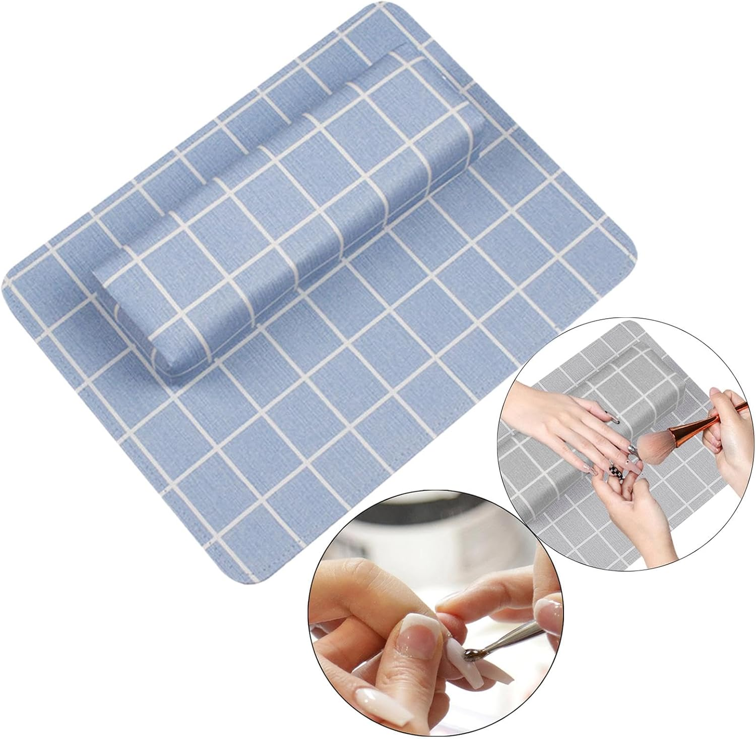 Eigell Manicure Hand Pillow Nail Arm Rest with Pad Nail Art Tool Nail Pillow for Home DIY, Blue - Pink image number 5