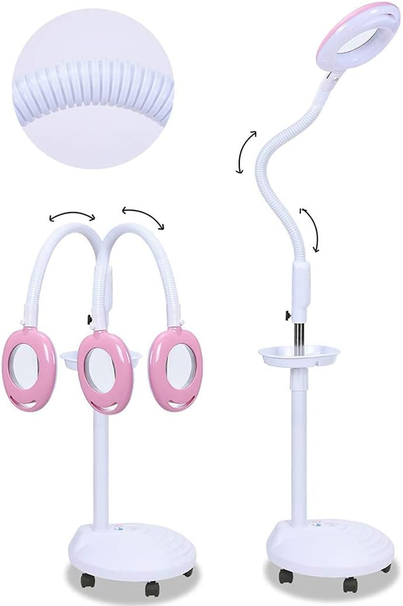 Magnifier Magnifying Magnifier Lamp 360Deg; Rotatable Floor Standing Magnifying Lamp with 20X Magnifying Glass Light Salon Spa Beauty Tattoo,Pink XXZ image number 5