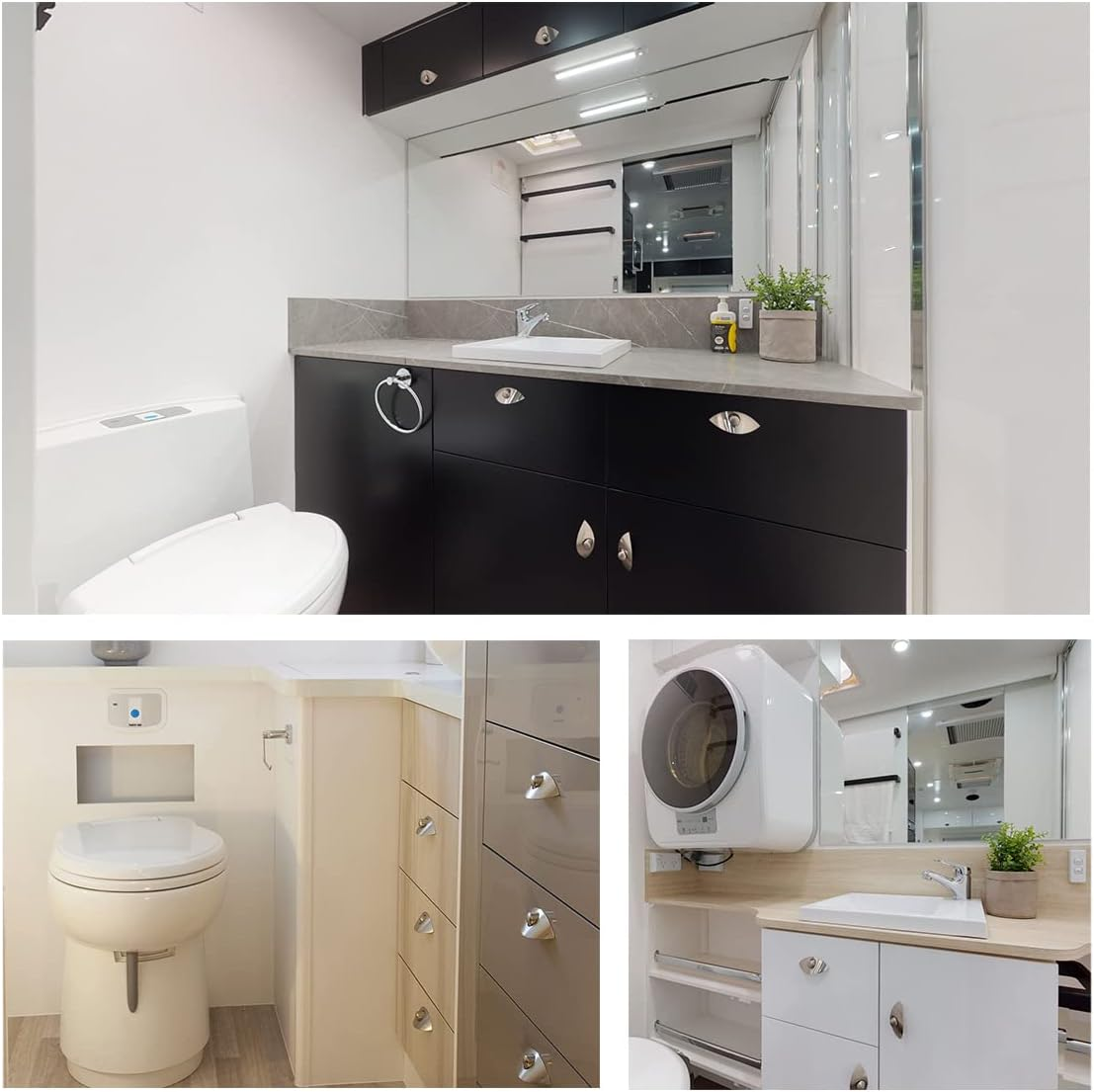 Dream Lighting 2PCS Zinc Alloy Half Moon Handle Push Lock Latch Knob for Motor Home Boat Caravan RV Cupboard Drawer Camper Kitchen Cabinet Door Hardware Accessories image number 2