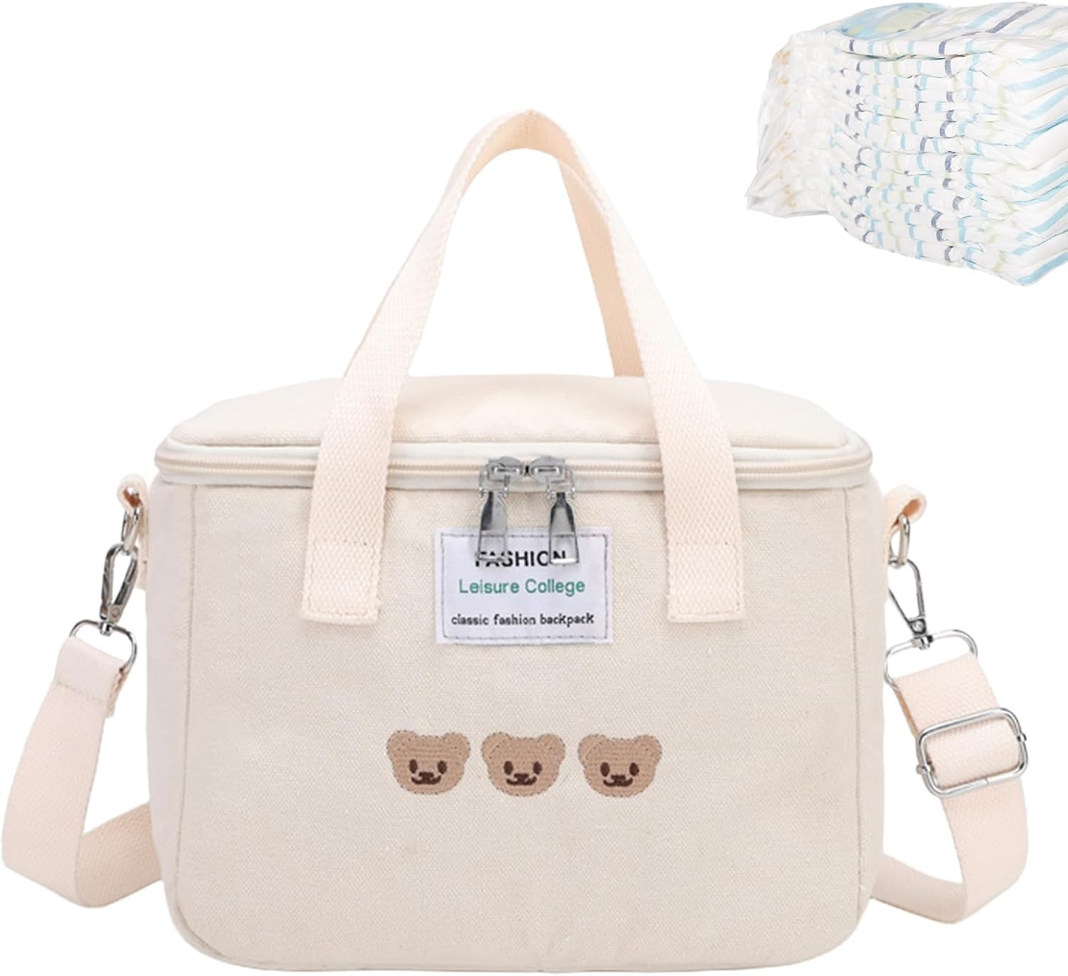 Baby Diaper Bag, Travel Storage Organizer, Cute Large Handbag | Spacious Insulation Layer Compartment Design, Adjustable Strap Utility Tote for Boys, Girls, Nursing, Stroller - Purple image number 2