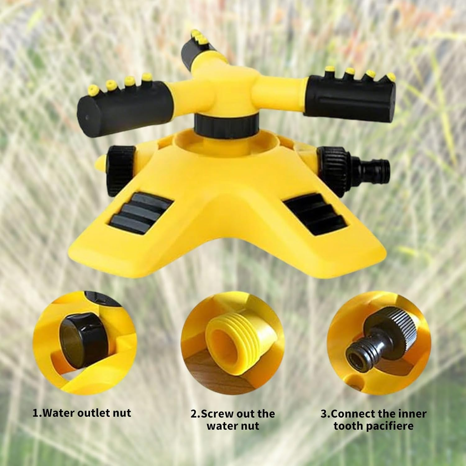 360&deg; Rotating Garden Sprinkler with Weighted Tripod Base, Automatic Lawn Sprinkler for Large Area Yard & Patio Irrigation | Heavy Duty, Adjustable Spray Angle for Even Coverage image number 6