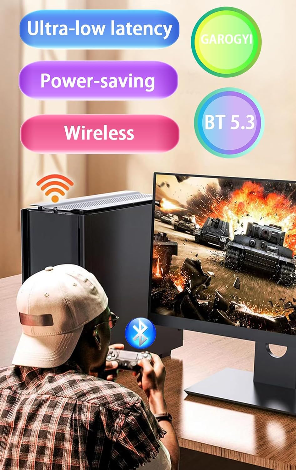 USB Bluetooth 5.3 Adapter for PC Supports Windows 11/10/8.1/7, Plug and Play for Windows 11/10,Mini 5.3+EDR Bluetooth Dongle Receiver&Transmitter for Pc,Laptop,Keyboard,Mouse,Headsets,Speakers image number 6