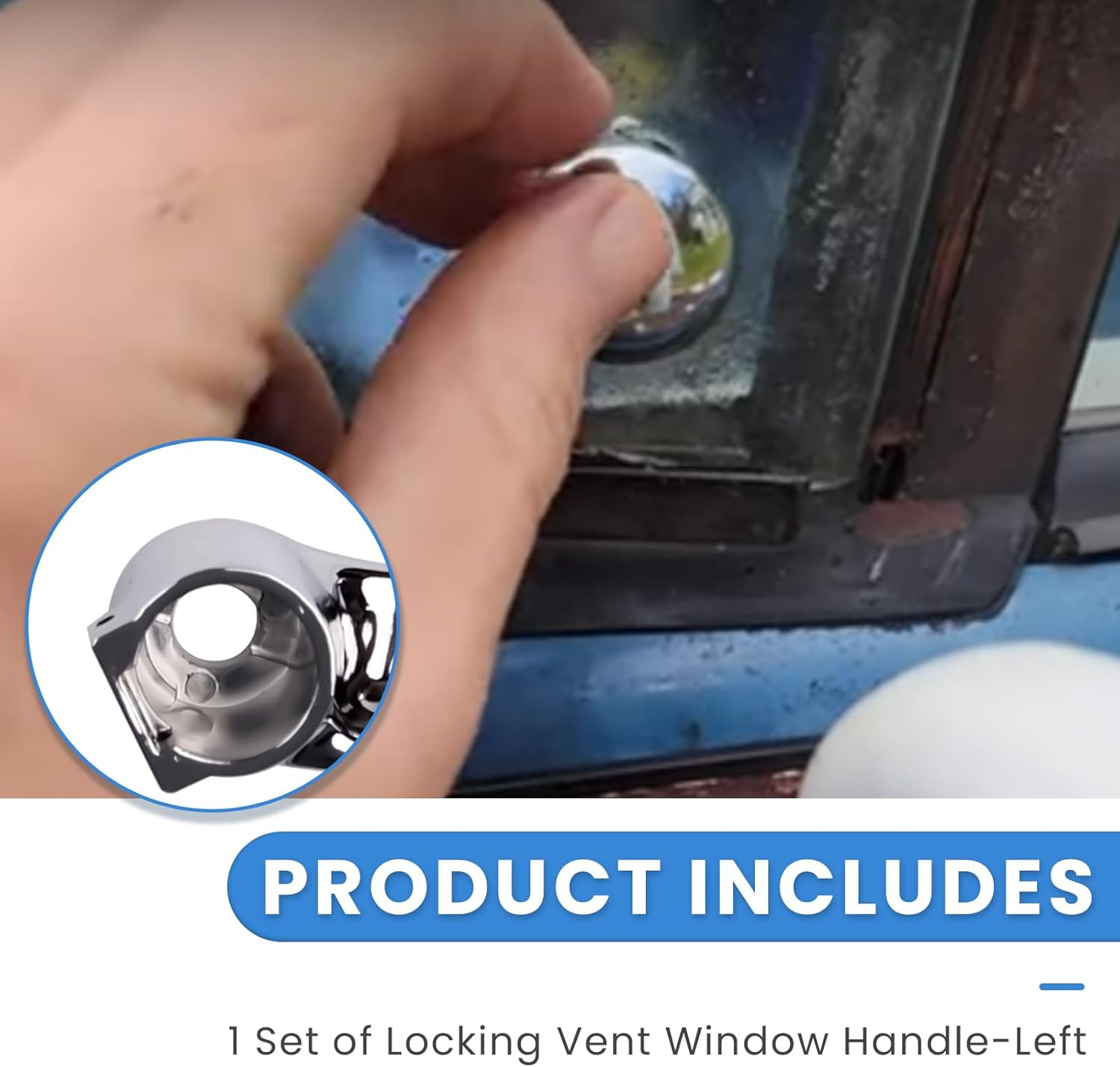 Left Locking Vent Window Handle Chrome Kits Compatible with Chevy GMC Blazer Jimmy Suburban 1973-1994(For Blazer C10 C1500 C20 C2500 C30 C3500 Truck,Jimmy K10 K1500 K20 K2500 K30 Truck) image number 1