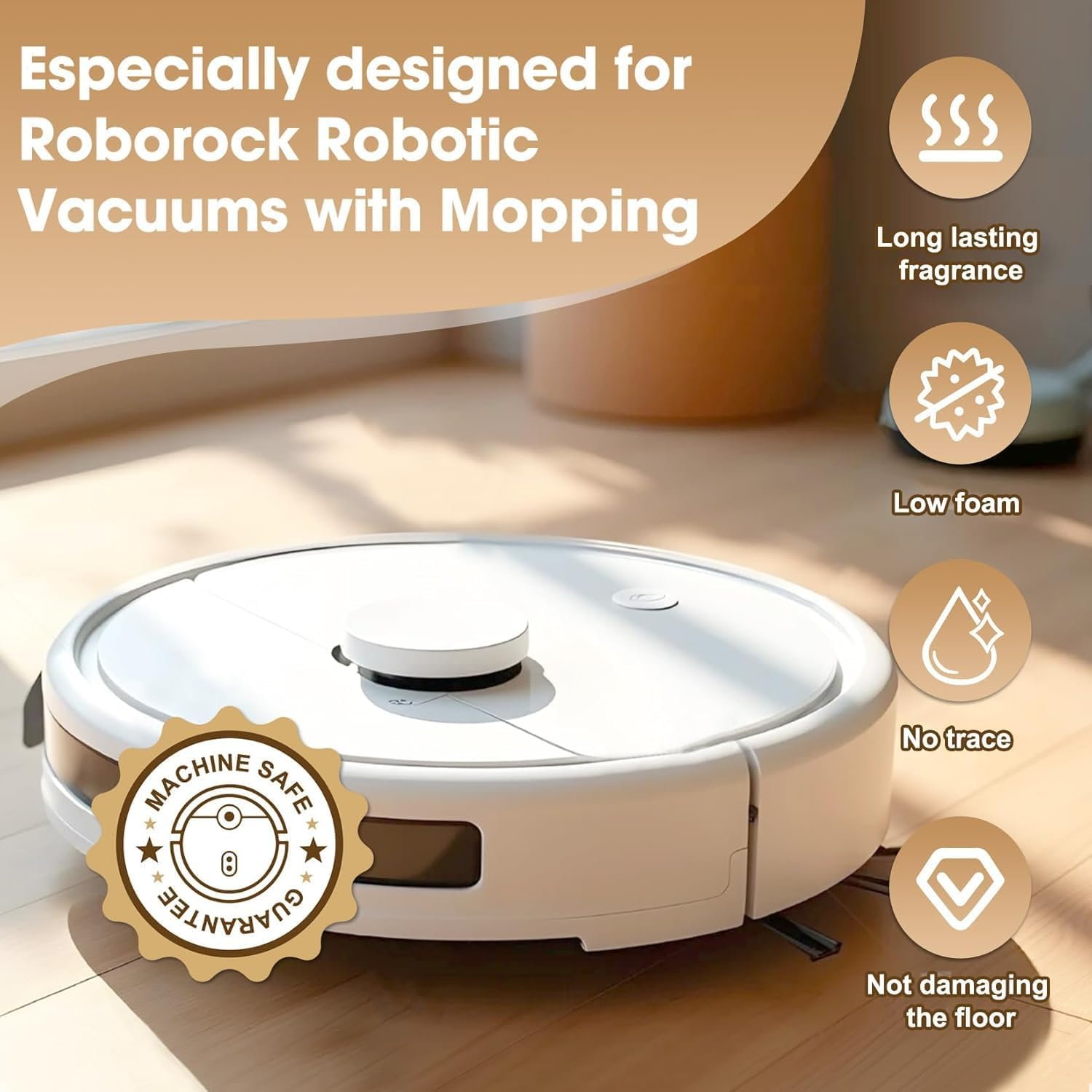 Floor Cleaning Solution, 3-Pack 480Ml, Eco-Safe, Compatible with All Roborock Mopping Robots (S7, S8, Qrevo, Q7, Q8 Series), Pet & Kid Friendly, Stain-Busting & Fresh-Scented image number 2