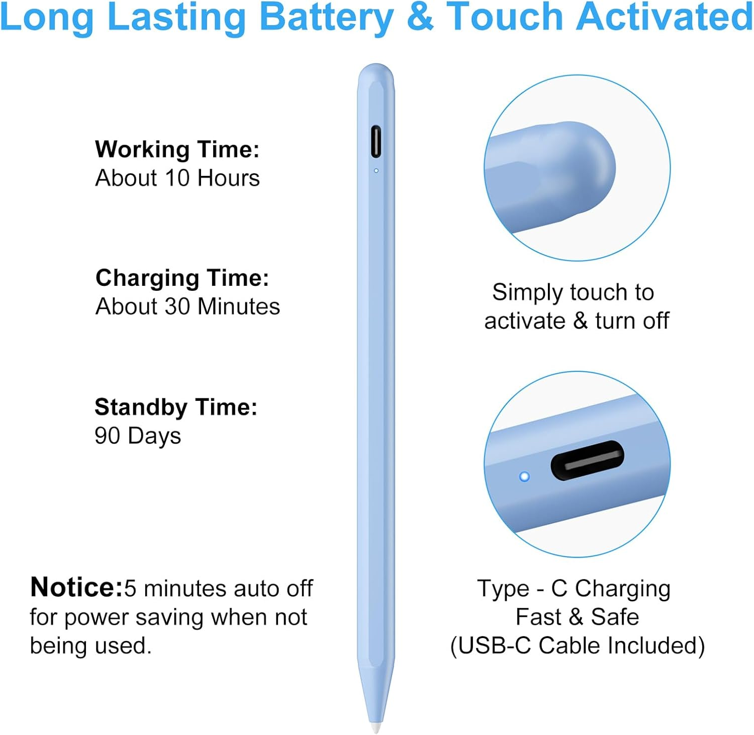 Stylus Pen for Ipad (2025-2018) with Fast Charge Palm Rejection,Fojojo Active Pencil for Ipad10/9/8/7/6Th,11Th A16,Pro 11/13 M4/M5,Air 11/13 M2/M3,Pro12.9,Air 5/4/3Rd,Mini 7/6/5 image number 5