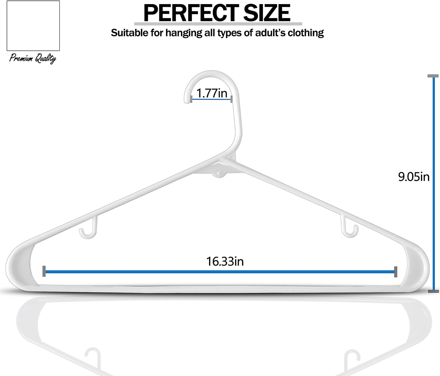 GVTECH Plastic Clothes Hangers - [50 Pack] Heavy Duty Durable Coat and Clothes Hangers with Hooks - Durable Lightweight Space Saving Laundry Hangers for Coats, Skirts, Pants, Dress (50 Pack, White) image number 6