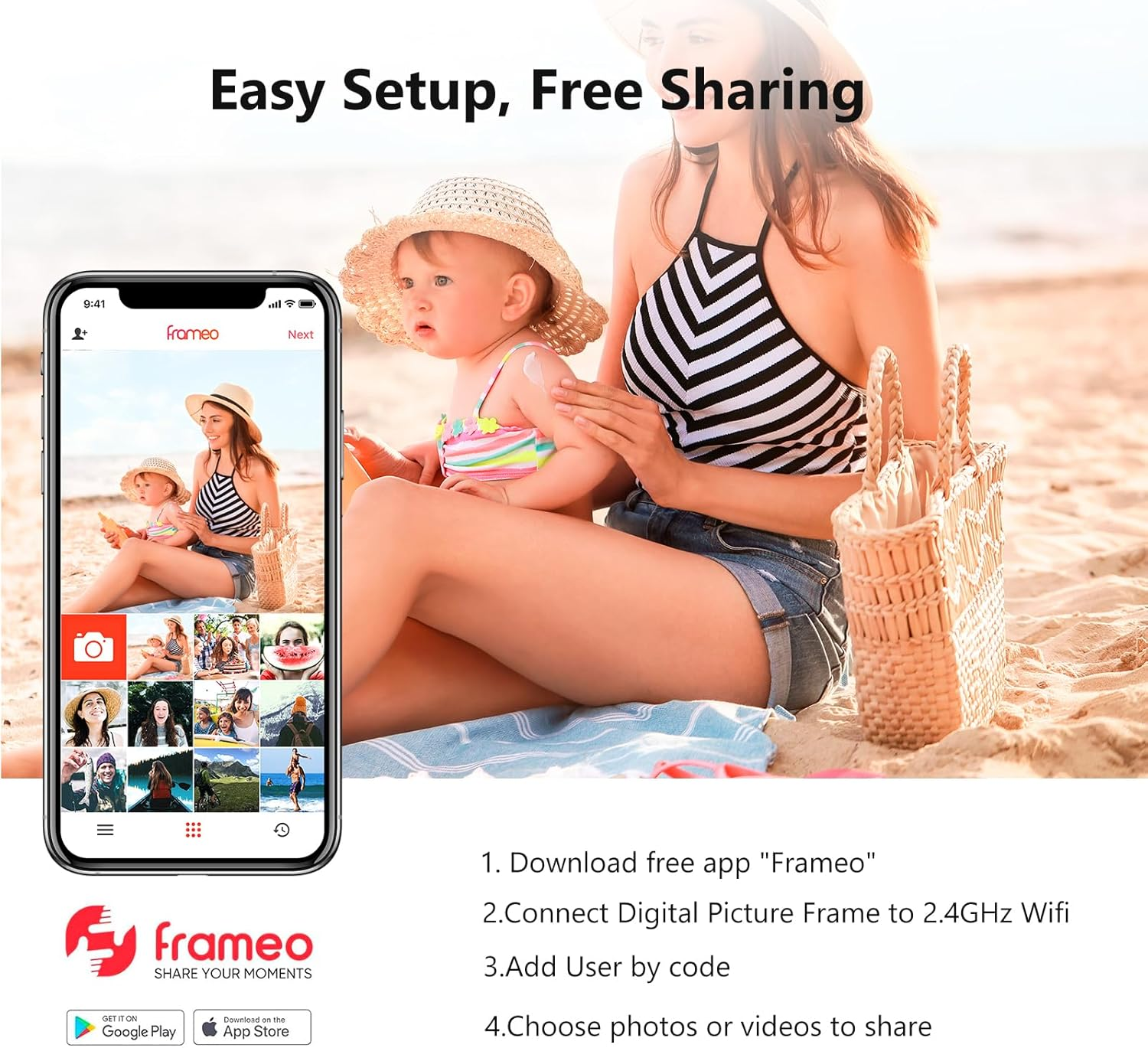 Digital Photo Frame Wifi, 15.6 Inch Smart Cloud Digital Picture Frame with IPS LCD Touch Screen Display, 32GB Storage, Share Photos or Videos from Anywhere Anytime image number 1