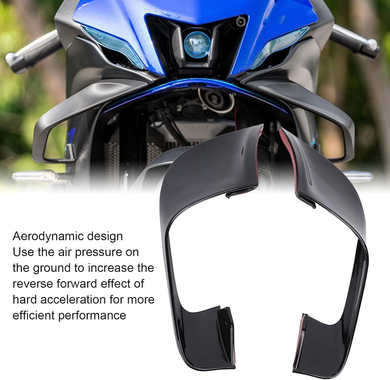 Motorcycle Fairing Side Winglets anti Skid Effect Design, Improved Stability and Maneuverability with Unique Shape for YZF R7 2020-2024, ABS Material (Black)