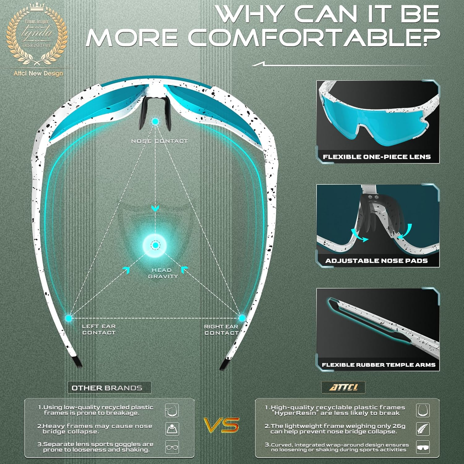 ATTCL Kids Teens Baseball Sunglasses: Sports Lightweight UV400 Protection Sun Glasses for Boys Girls Cycling Glasses Bike Goggles XQ548 - White Frame Blue Lens(Mirrored) image number 3