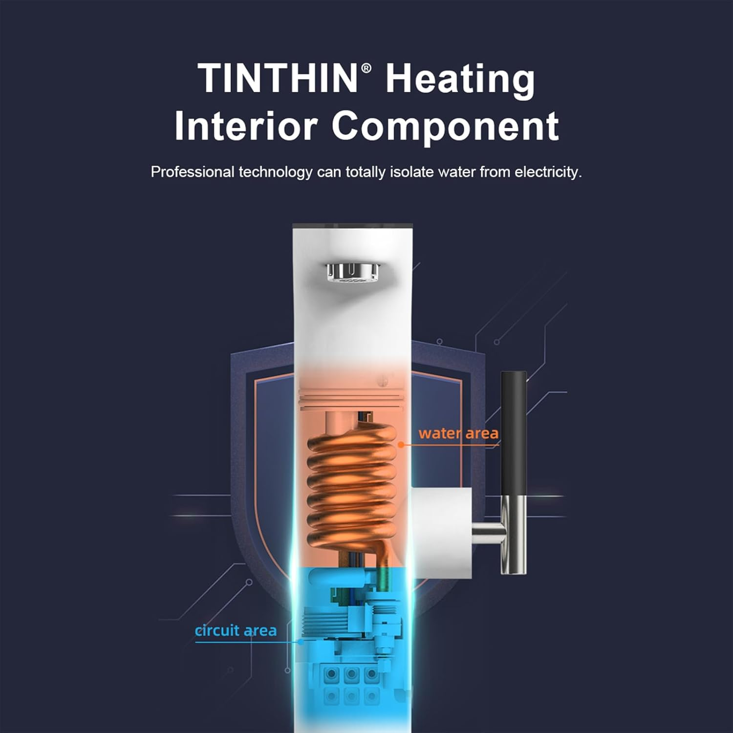 Briwellna Instant Basin Faucet, 220V Electric Tankless Water Heater with Digital Display, Electric Bathroom Tap (White) image number 6