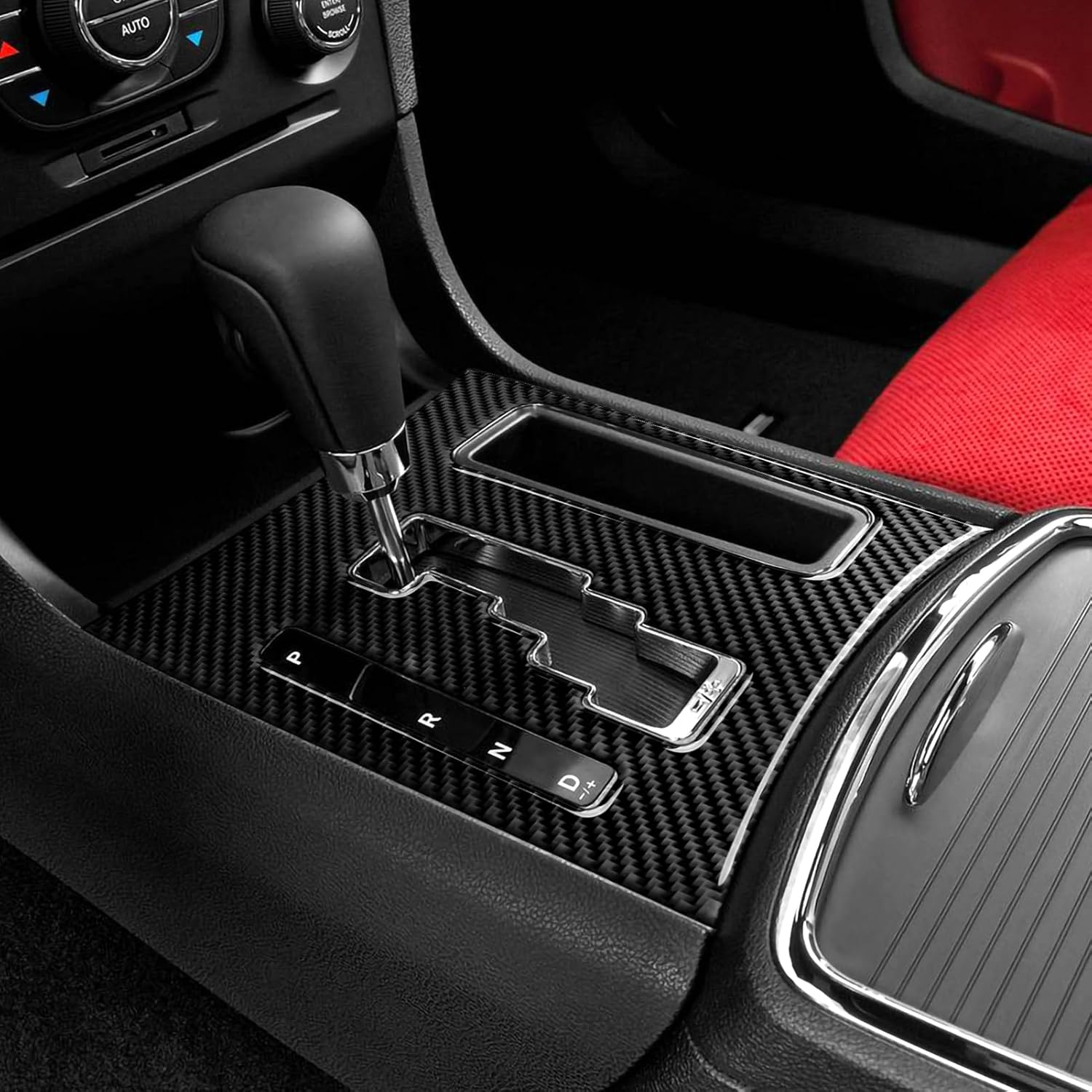 Car Carbon Fiber Gear Shift Panel Decals for 2011 2012 2013 2014 Chrysler 300 Accessories Interior Stickers - Air Vent Trim image number 2