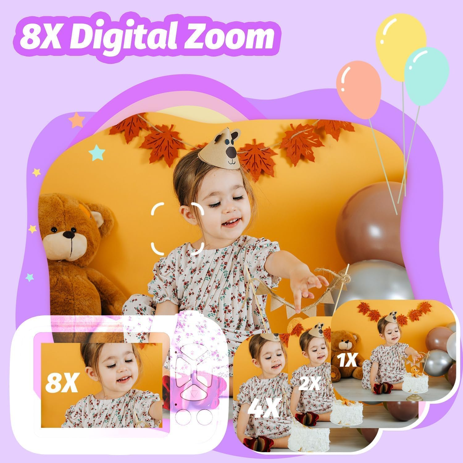 ZONEY Kids Camera Toys,Children'S Camera with Flip-Up Lens for Selfie & Video, 32G 1080P HD Digital Camera with Flash Lamp, Video Recorder, Birthday Gifts for Boys Girls (Purple) image number 3