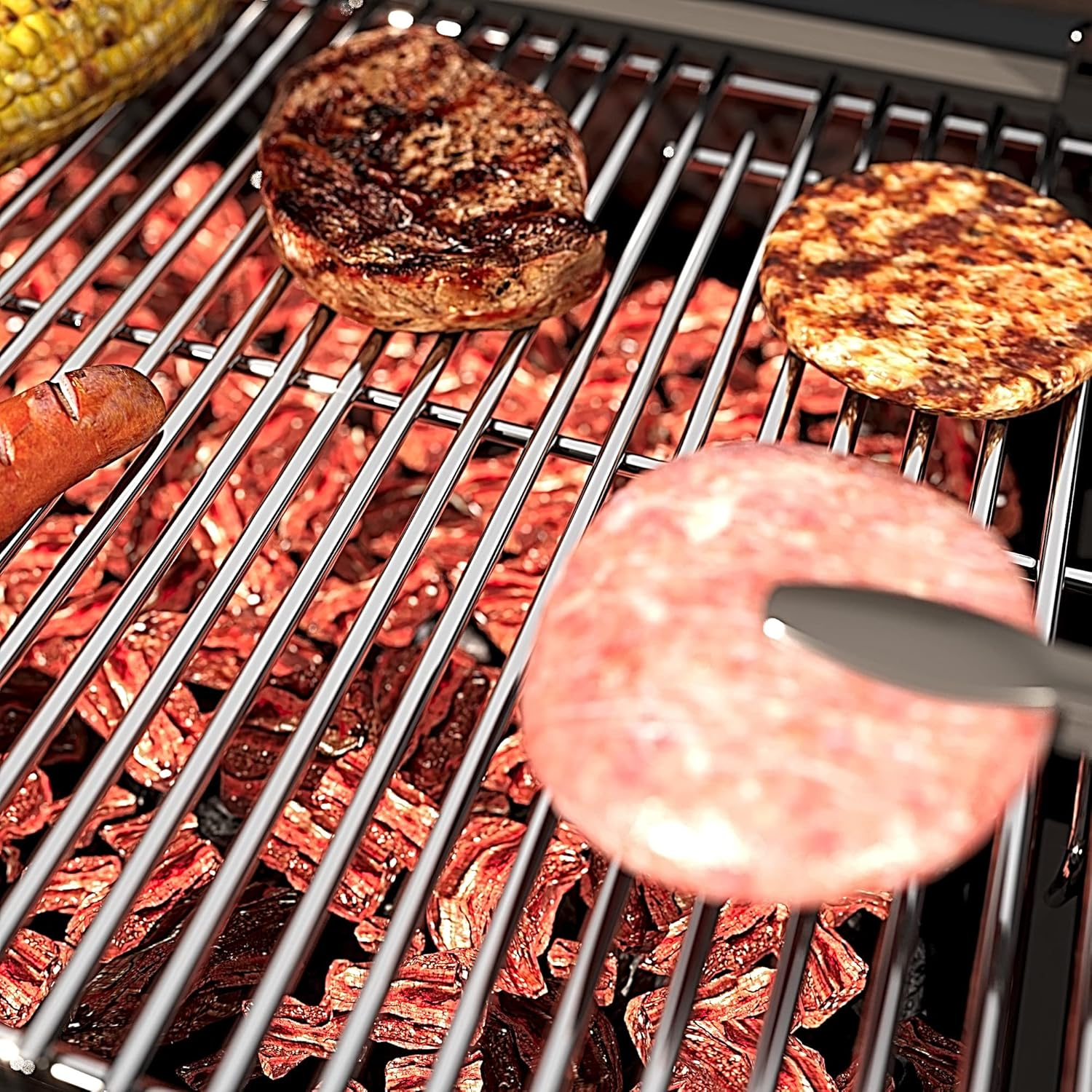 KIKIBRO 17/17.5/19.5 Inch Grill Cooking Grates Replacement for Weber Spirit 300, 310, 320 Series, Spirit 700, Genesis Silver/Gold/Patinum B/C, Heavy Duty Stainless Steel Grids, 17.5" D X 23.8" W image number 6