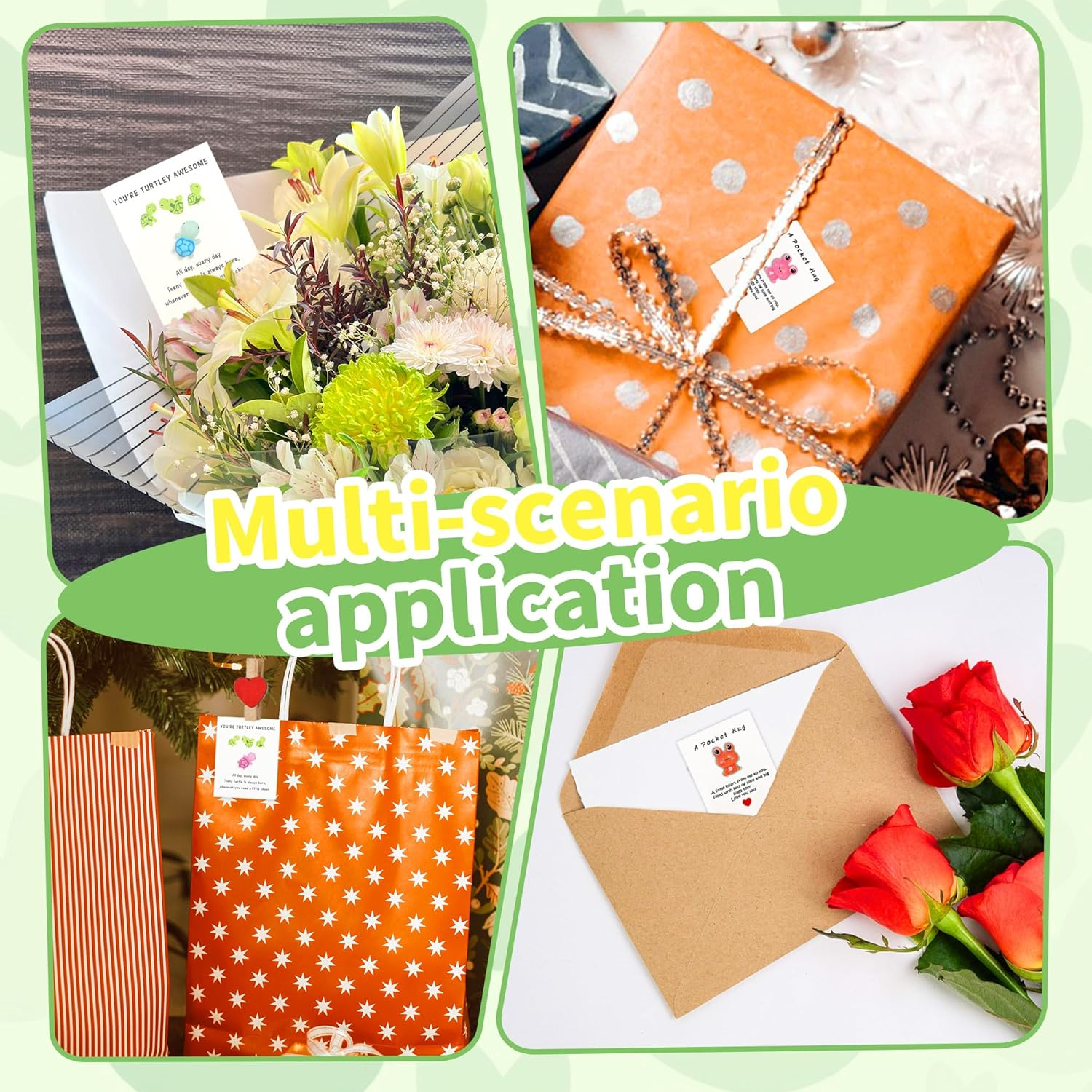 10 Colors Pocket Hugs Frog and Turtle, Mini Pocket Hug Bulk with Greeting Cards, You'Re Turtley Awesome Inspirational Gifts with Card, Frog Turtle Gifts for Friend, Family (10 Colors) image number 1