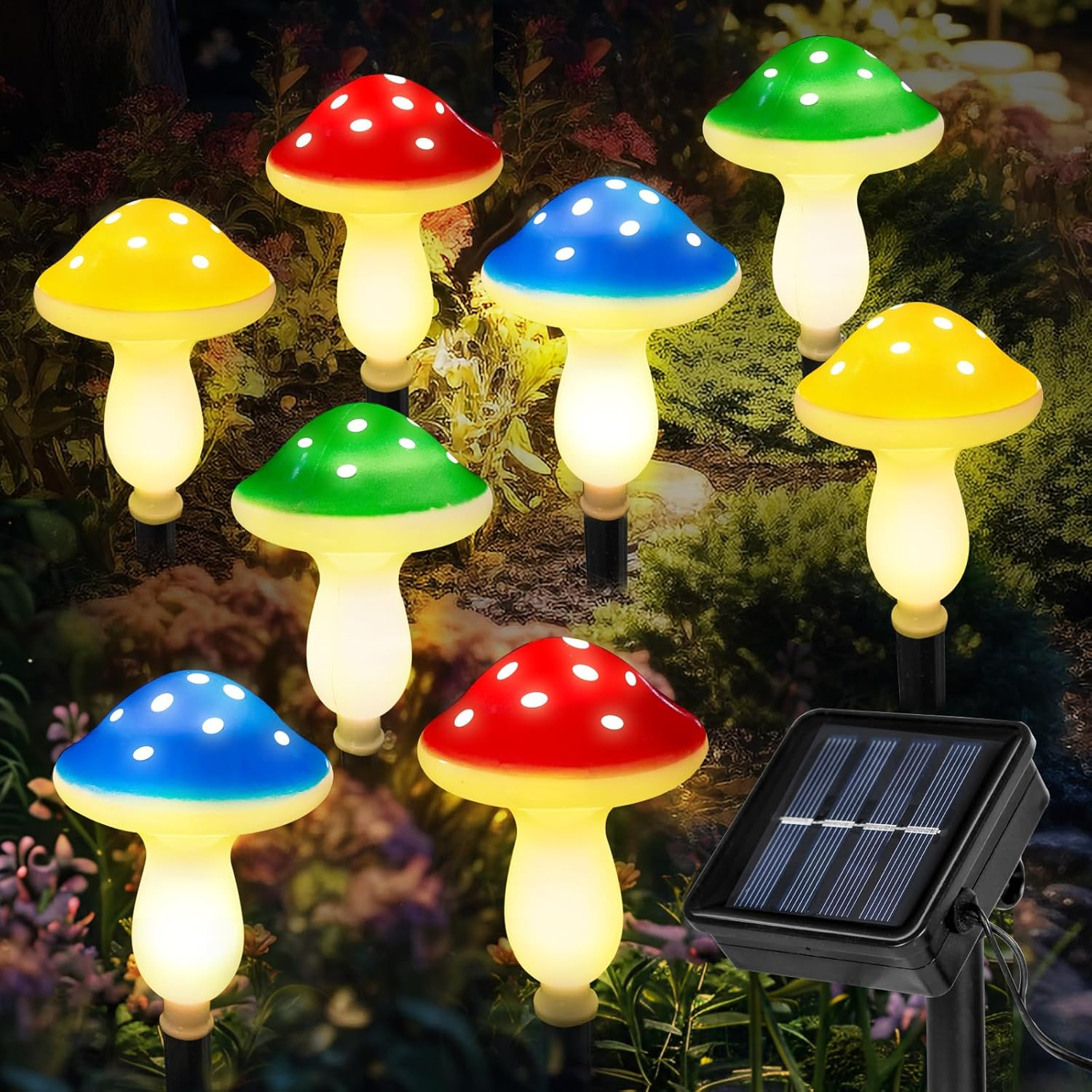 Pack of 8 Mushroom Solar Lights for Outdoor Garden, Garden Light, Waterproof Path Light, Solar Lights, Garden Decoration for Outdoors, Garden Decoration, Solar Lights for Outdoors, Solar