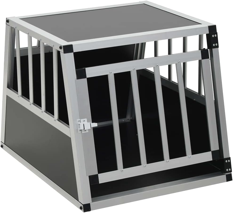 Vidaxl Aluminium and MDF Dog Cage - Lightweight, Easy-To-Transport Single Door Dog House for Car Trunk - 54X69X50 Cm, Silver Color image number 4
