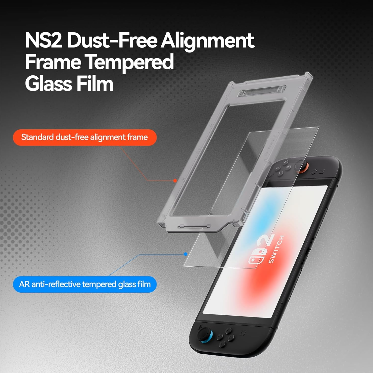 Geekshare Anti-Glare Tempered Glass Screen Protector for Switch 2(2025) AR Coating HD Clear Anti-Reflective, 9H Hardness, Bubble-Free, Ultra-Thin, Scratch Resistant - 2 Pack image number 3