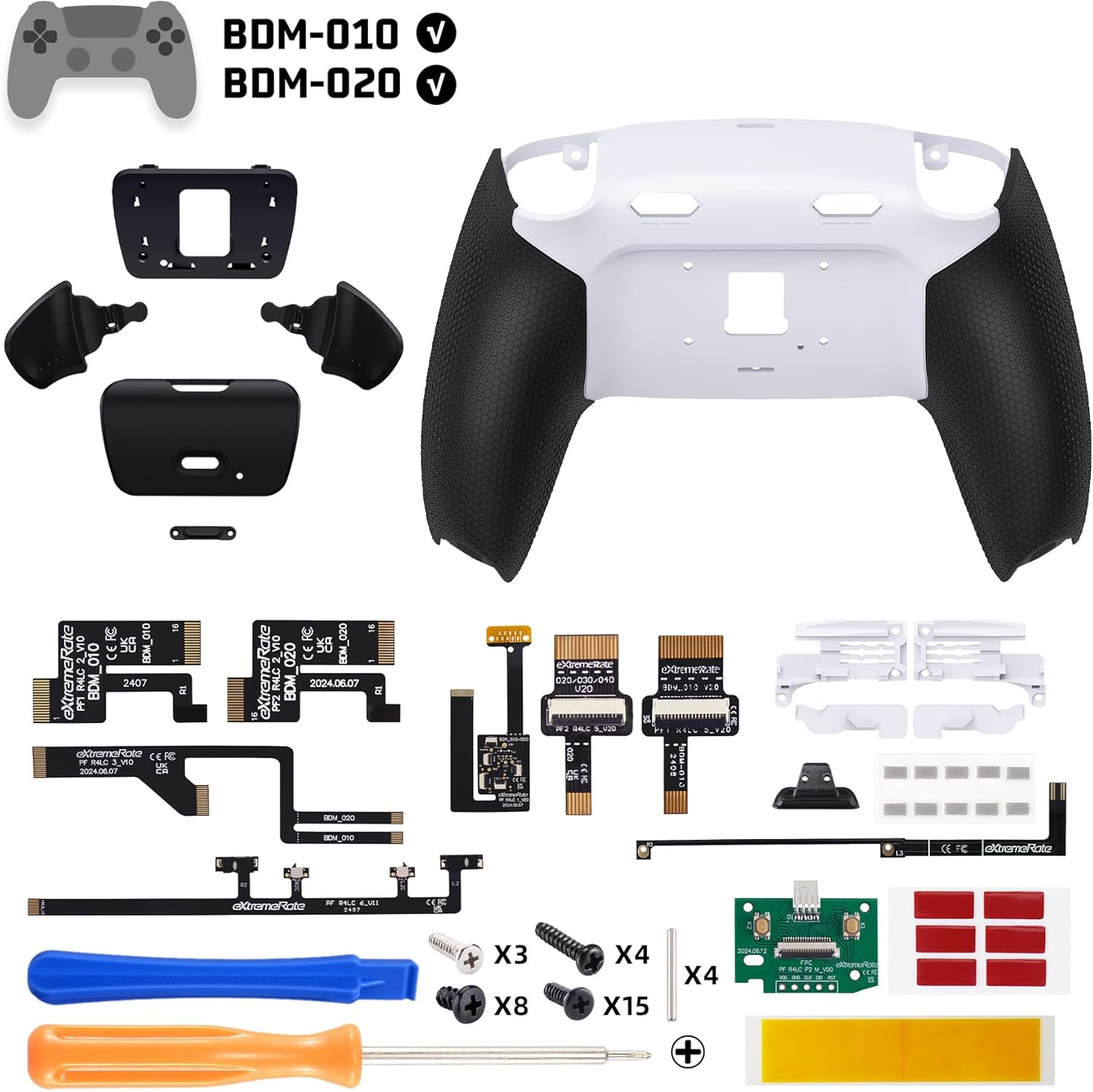 Extremerate RISE plus MAX Back Paddles Kit with Clicky Trigger Stops & Rubberized Grip for PS5 Controller BDM-010 020, Black Remappable Back Buttons Kit for PS5 Controller - White Black -NO Controller image number 4