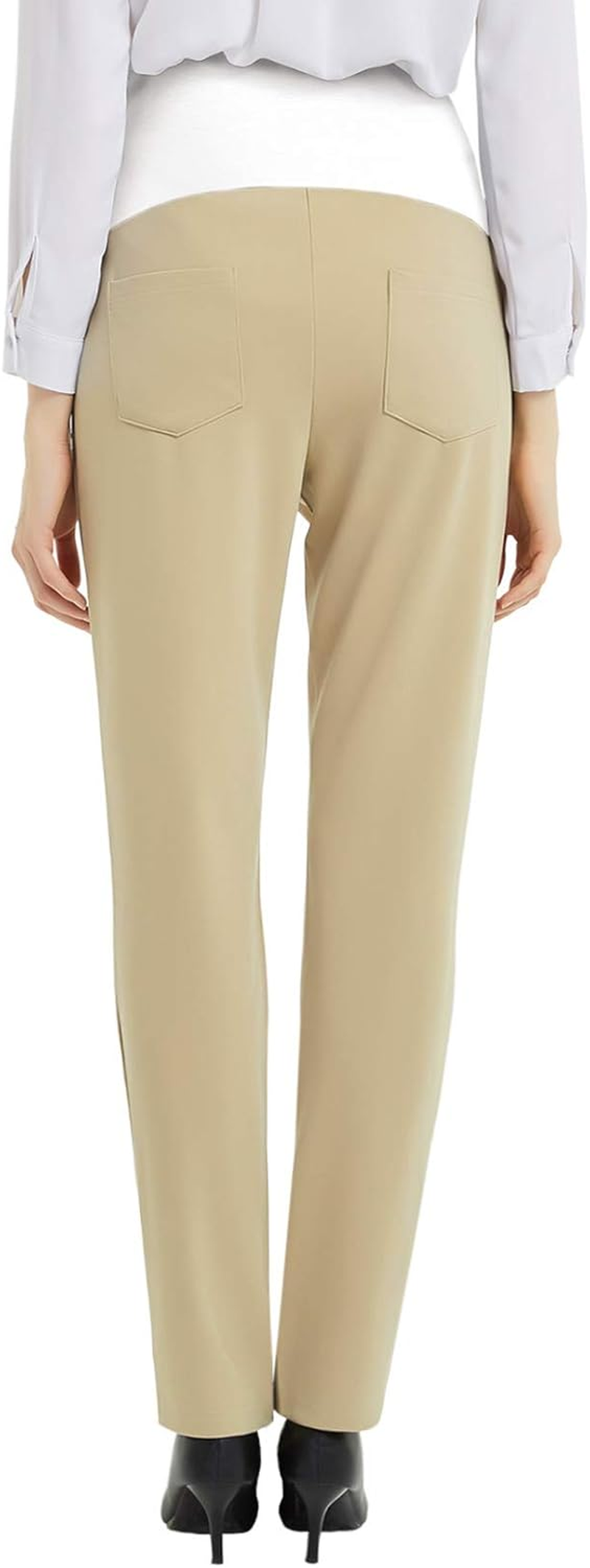 Maternity Dress Pants Flattering Work Long Pants Stretch Slim Fitted Maternity Clothes Trousers Black L image number 5