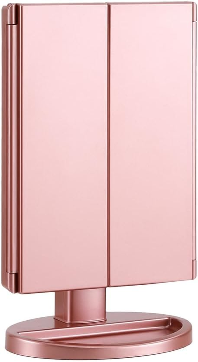 Embellir Tri-Fold Makeup Mirror 1X2X3X Magnifying Led Light Travel Portable Pink image number 2